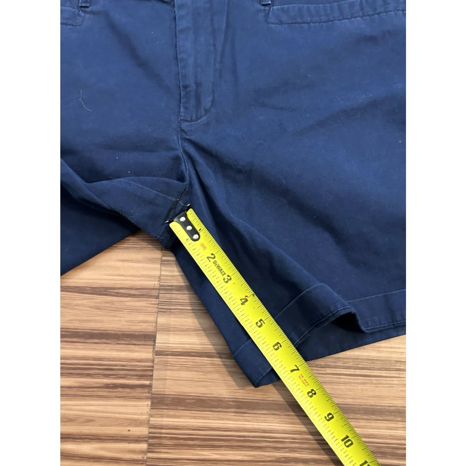 Ralph Lauren Lauren Ralph Lauren Women's Chino Shorts Flat Front High-Rise 14 Blue Cotton Canvas Button Zipper Pockets Casual Womens Size 36" / US 14 / IT 50 - 3 Thumbnail