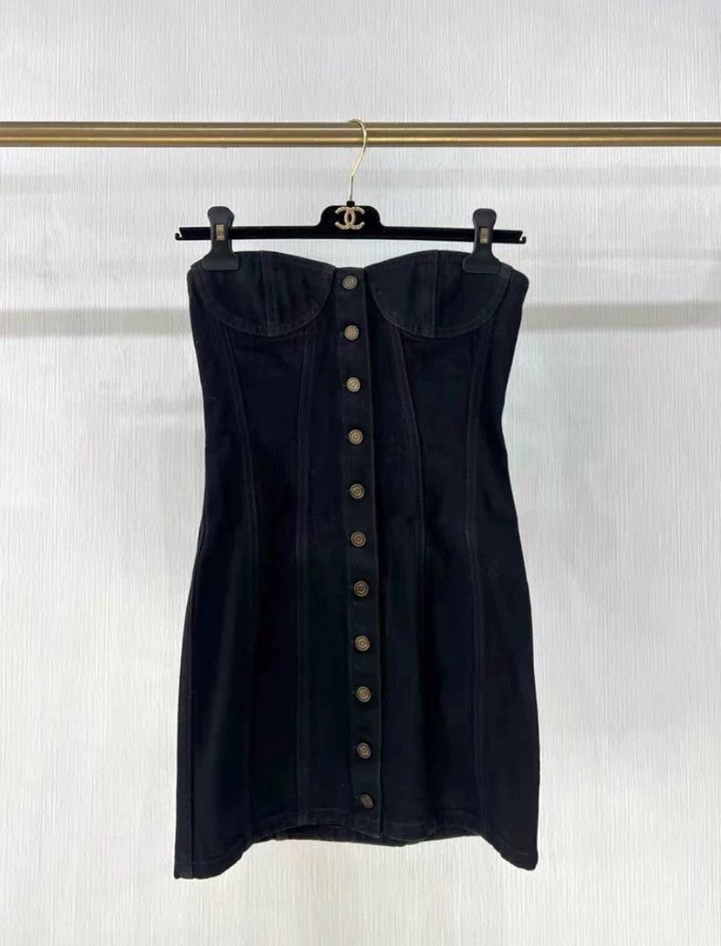 Saint Laurent Paris Saint Laurent Denim Strapless Dress- Size US 36 / EU 52 - 1 Thumbnail