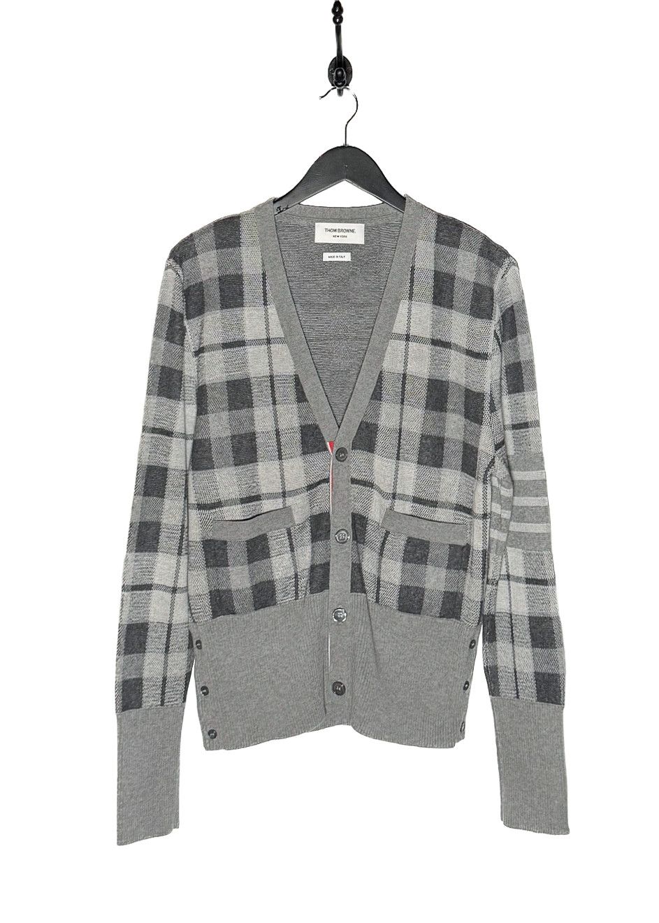 Thom Browne Thom Browne Grey Cashmere Tartan Check Cardigan Sweater Size US XL / EU 56 / 4 - 1 Thumbnail