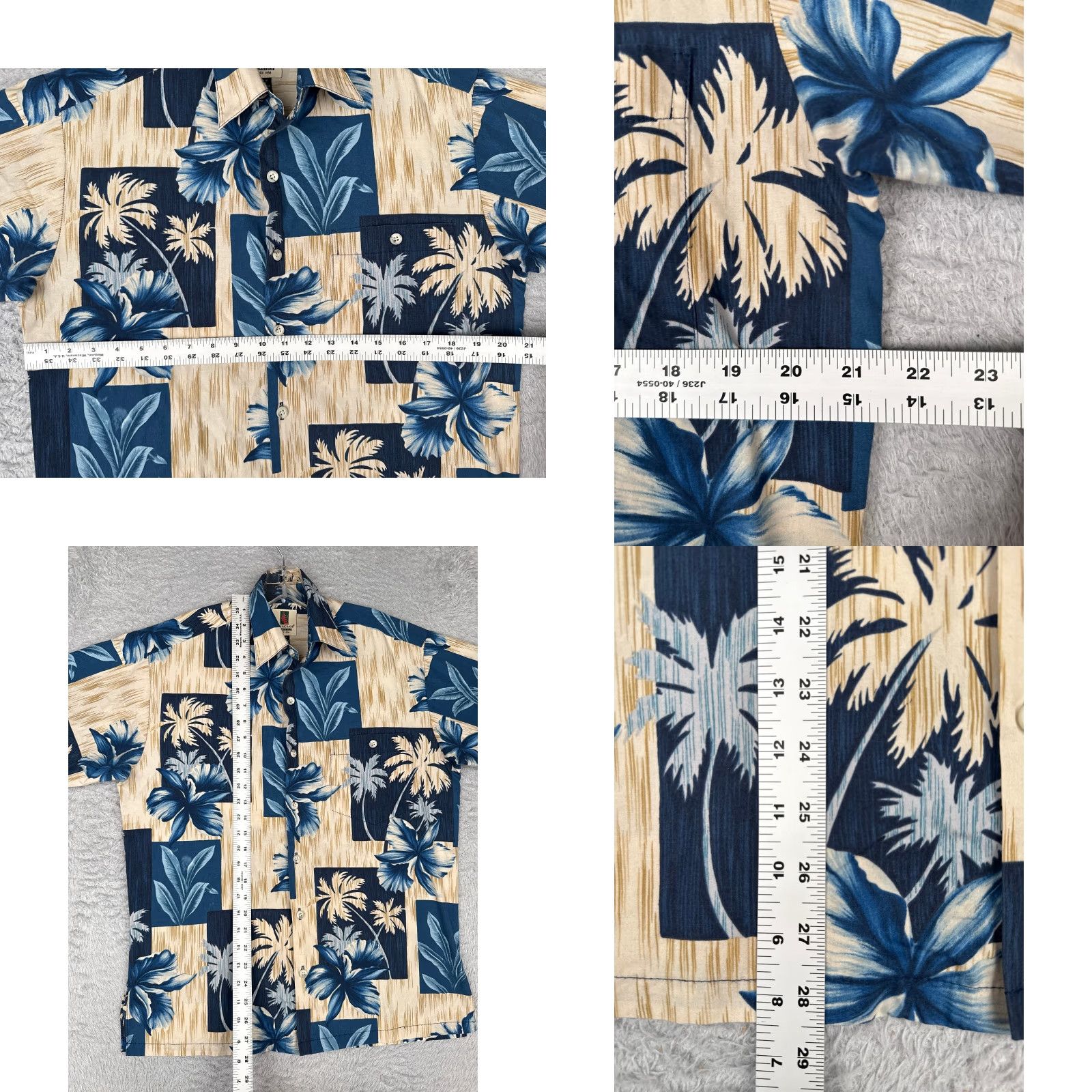 Tori Richard VINTAGE Tori Richard Shirt Men S Beige Blue Cotton Blend Floral Hawaiian Size US S / EU 44-46 / 1 - 8 Thumbnail