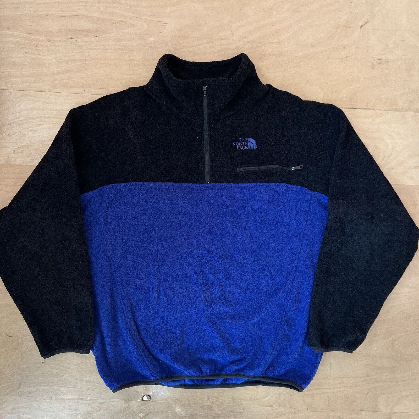 The North Face × Vintage Vintage North Face Jacket Blue Black 90s 1/4 Zip Lightweight Size US M / EU 48-50 / 2 - 2 Thumbnail