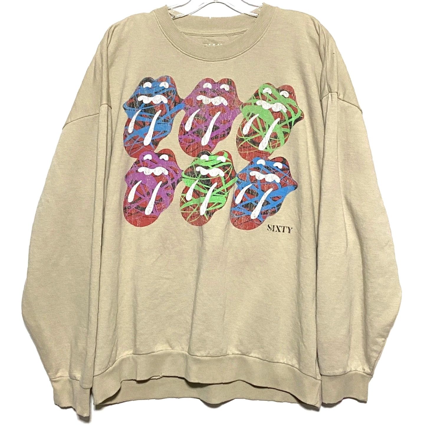 Vintage VINTAGE The Rolling Stones 60th Anniversary Tongue Sweatshirt Womens XL Rock Neon Festival Shirt Size XL / US 12-14 / IT 48-50 - 2 Thumbnail