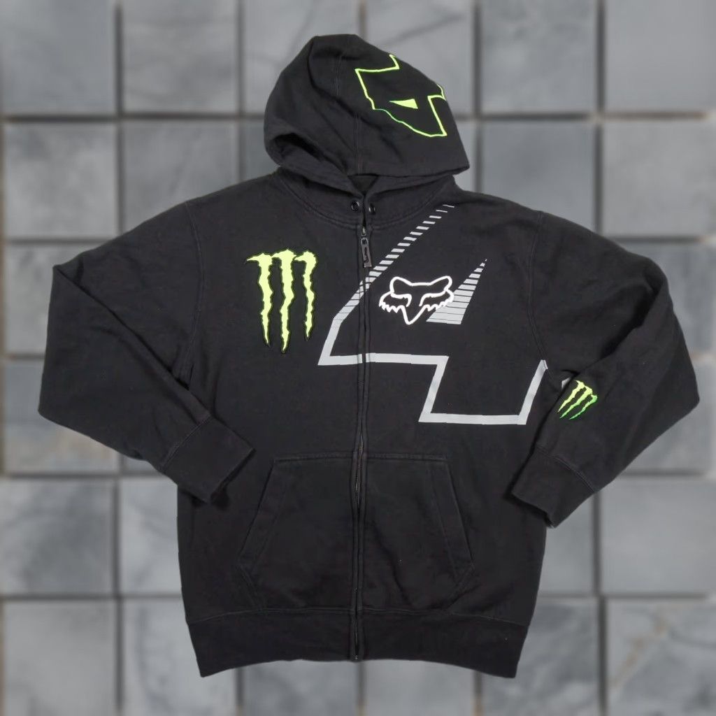 Vintage Fox Sweatshirt Mens Large Black Hoodie Zip Up Monster Motocross Ricky Carmichael Size US L / EU 52-54 / 3 - 1 Thumbnail