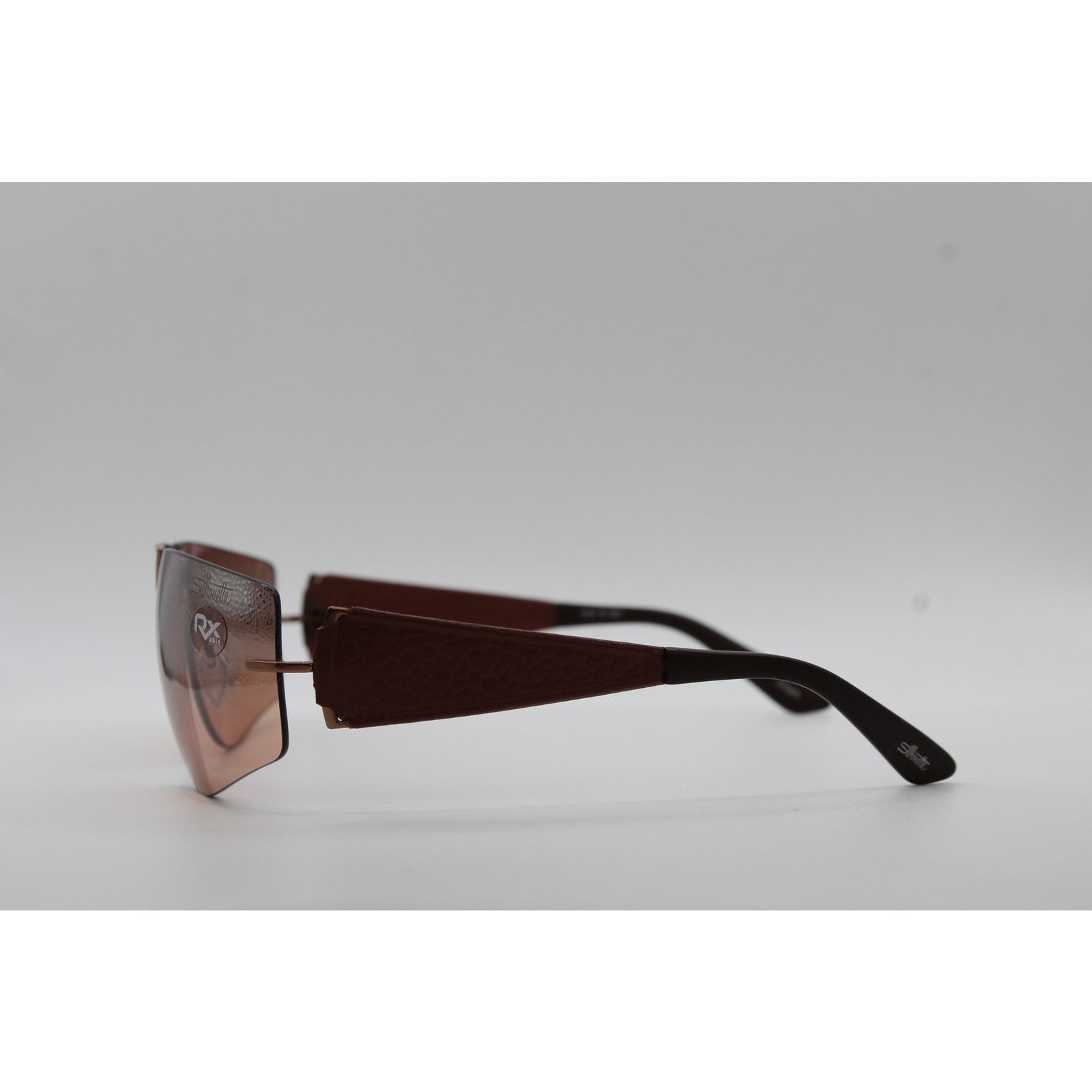 Silhouette Silhouette 8128 Brown Leather Temple Sunglasses Size ONE SIZE - 3 Thumbnail
