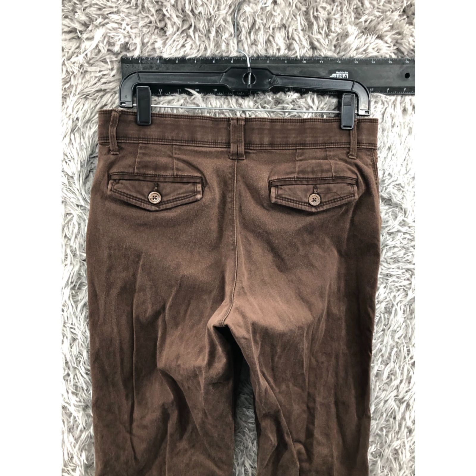 Lee Lee Womens Pants Mid Rise Chino 8 Brown Knit Stretch Pockets Button Flat Front Regular Straight Vintage: No Size 30" / US 8 / IT 44 - 6 Thumbnail