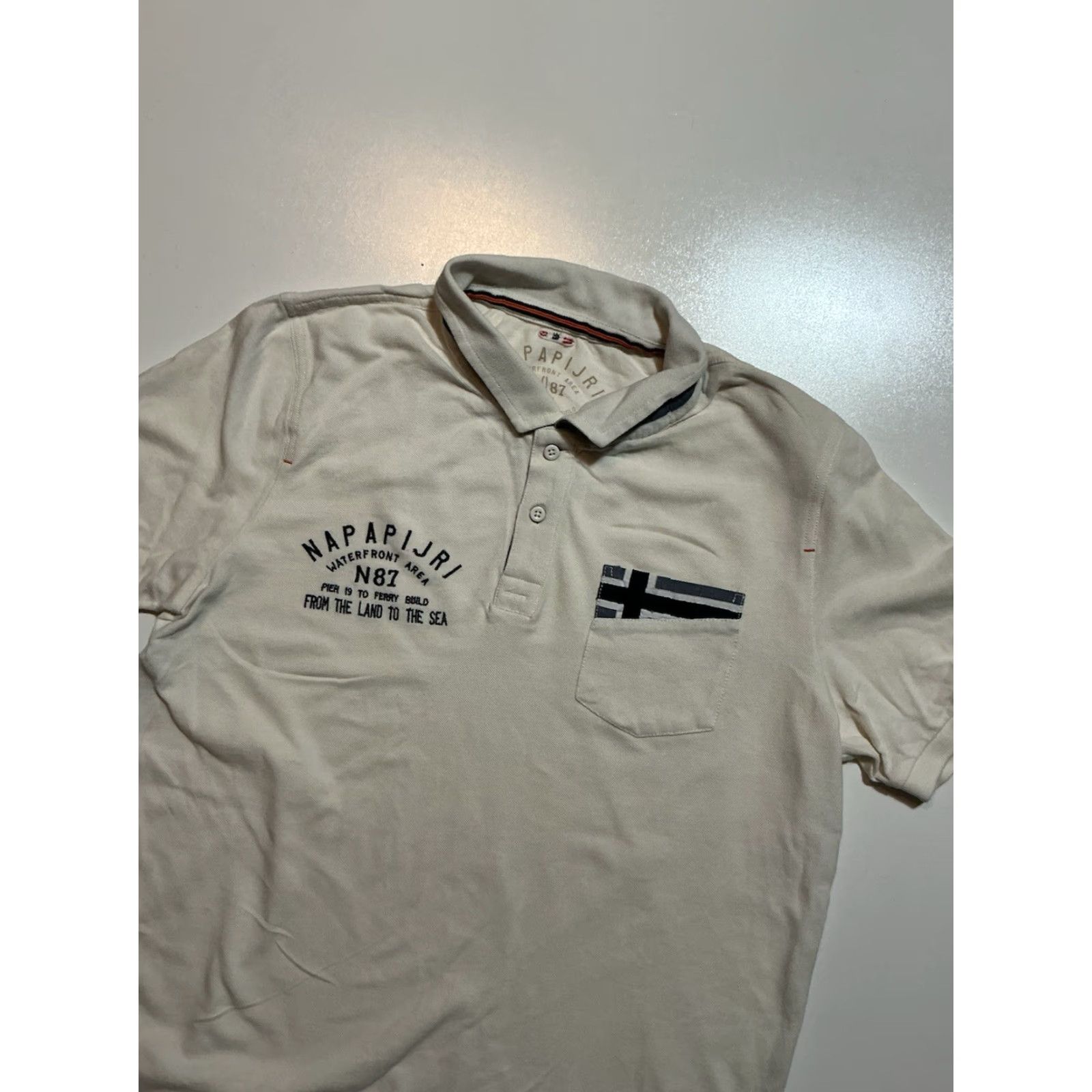 Napapijri Napapijri Polo Shirt S/S N87 Waterfront Area Land To The Sea San Francisco White Large Mens Size US L / EU 52-54 / 3 - 3 Thumbnail