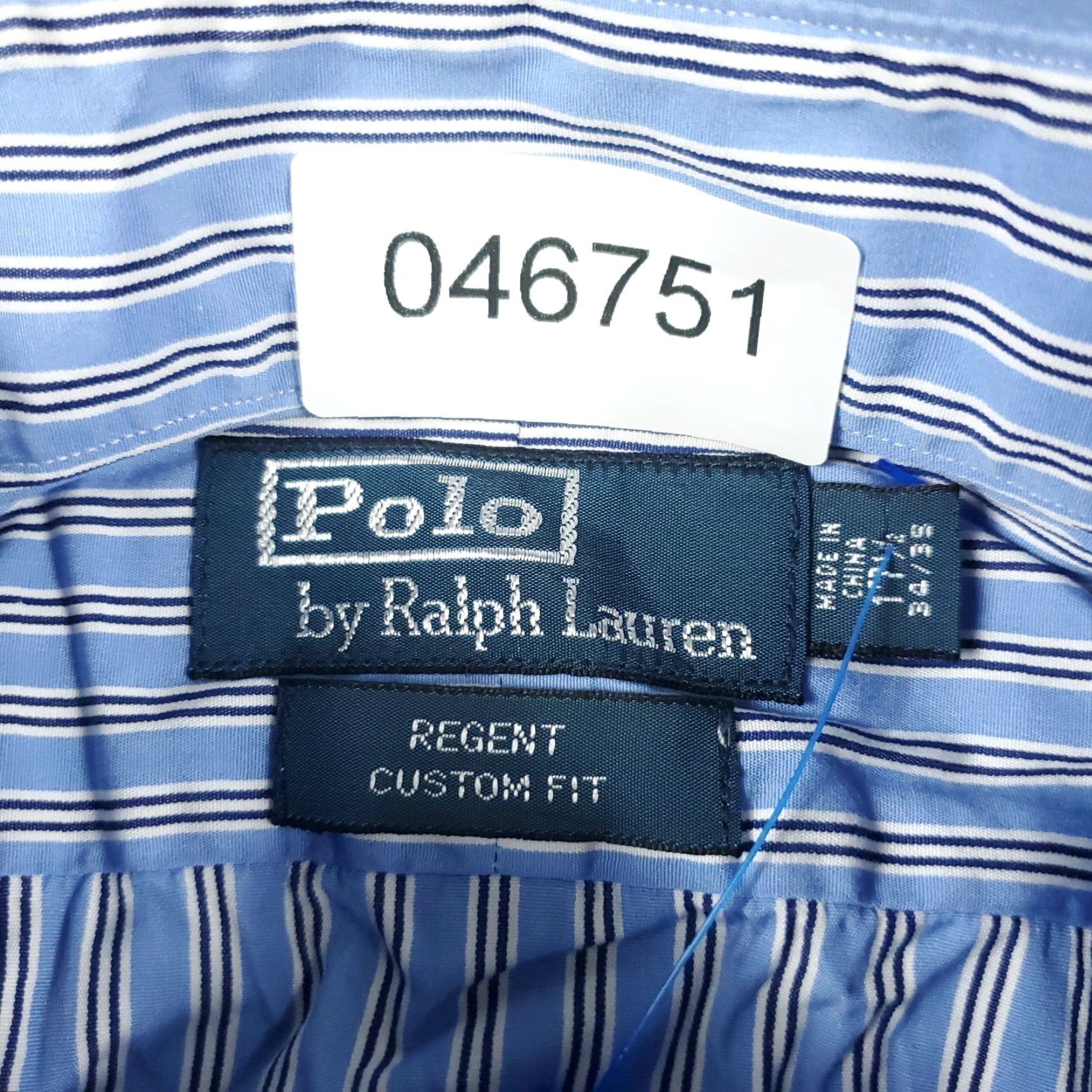Ralph Lauren Ralph Lauren Dress Shirt Men’s 17.5 Blue Striped Long Sleeve Button Up Classic Regular Fit Size 46R - 6 Thumbnail