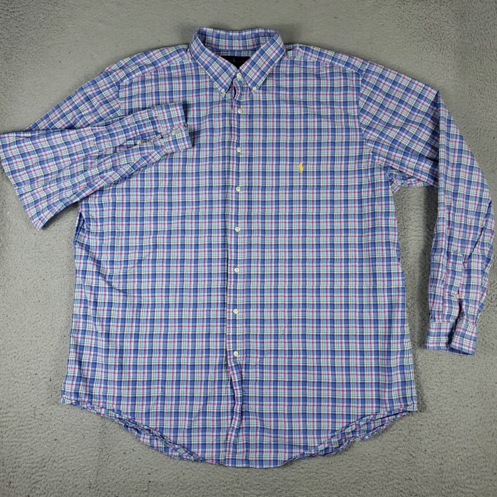 Ralph Lauren Ralph Lauren Shirt Mens 2XLT Blue Plaid Pony Button-Up Long Sleeve Casual Size US XXL / EU 58 / 5 - 3 Thumbnail