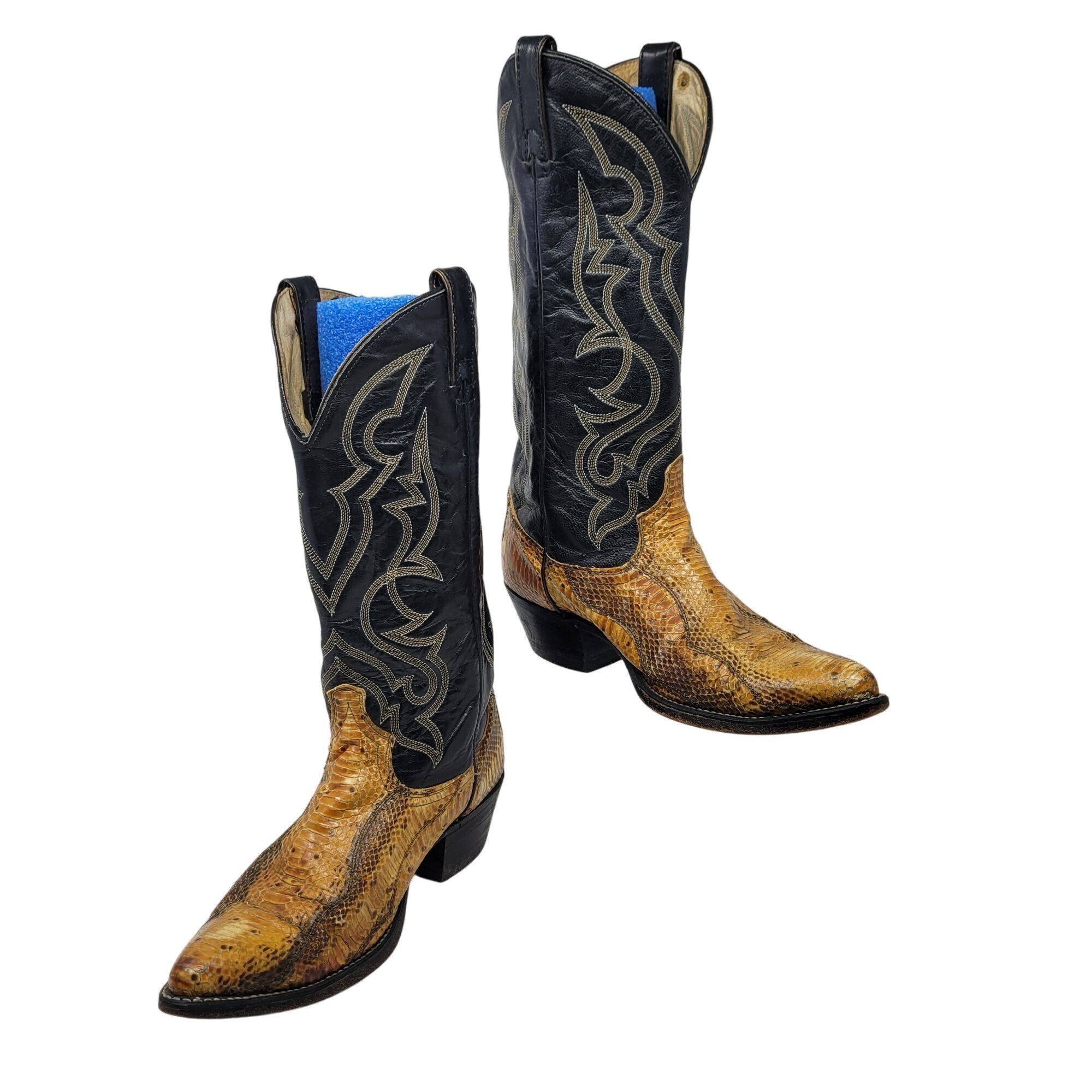 Vintage Vtg Acme Royals Western Cowboy Boots Sz 9 Black Leather Yell Size US 9 / EU 42 - 1 Thumbnail