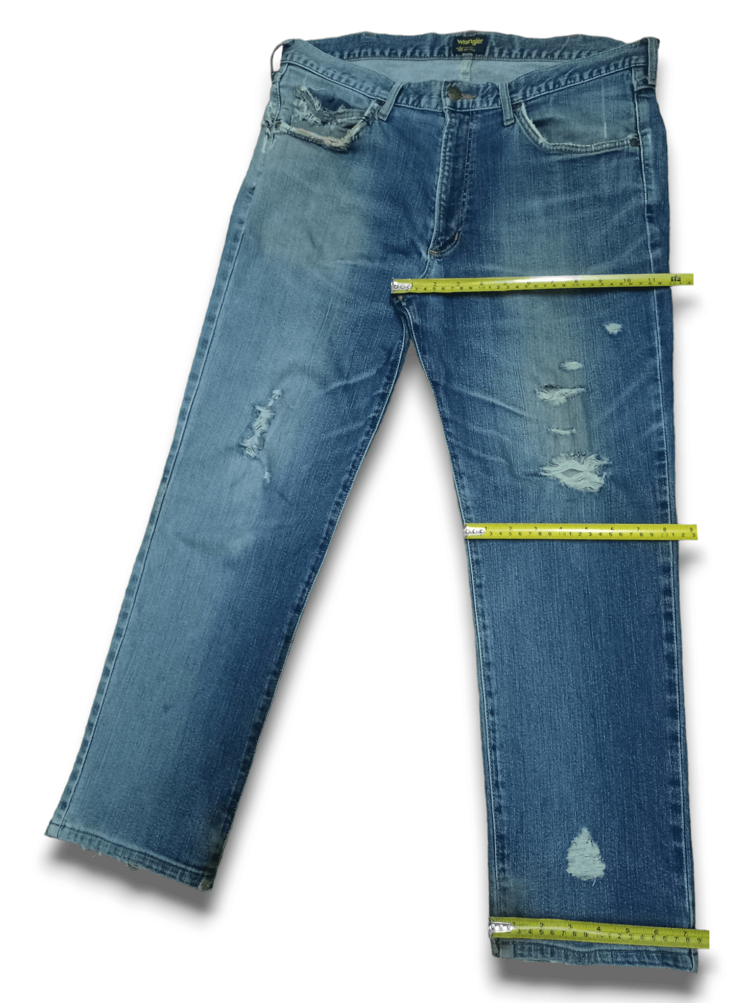 Wrangler SALES 🔥 Vintage Wrangler Blue Wash Distressed Denim Jeans Size US 35 - 11 Thumbnail