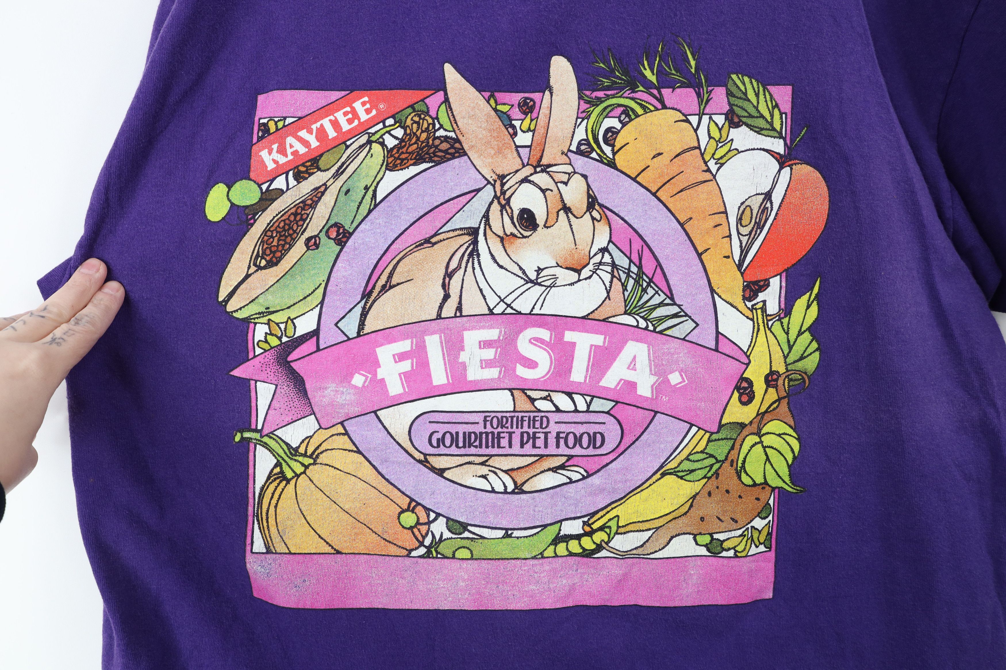 Vintage Vintage 90s Spell Kaytee Fiesta Pet Food T-Shirt Purple USA Size XL / US 12-14 / IT 48-50 - 4 Thumbnail