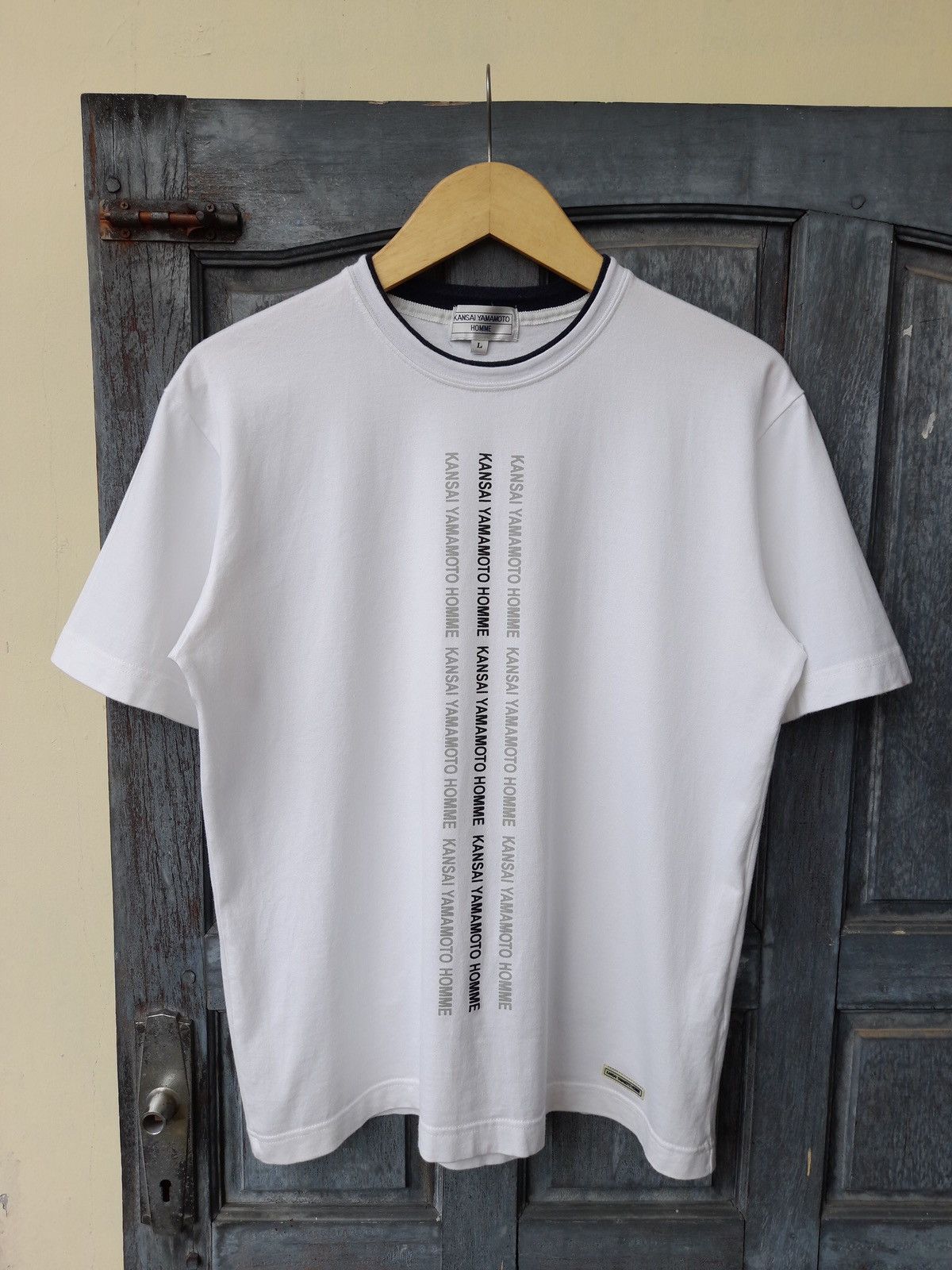 Kansai Yamamoto Vintage Kansai Yamamoto Homme Logo Stripe Tee Japan Designer Size US L / EU 52-54 / 3 - 1 Thumbnail