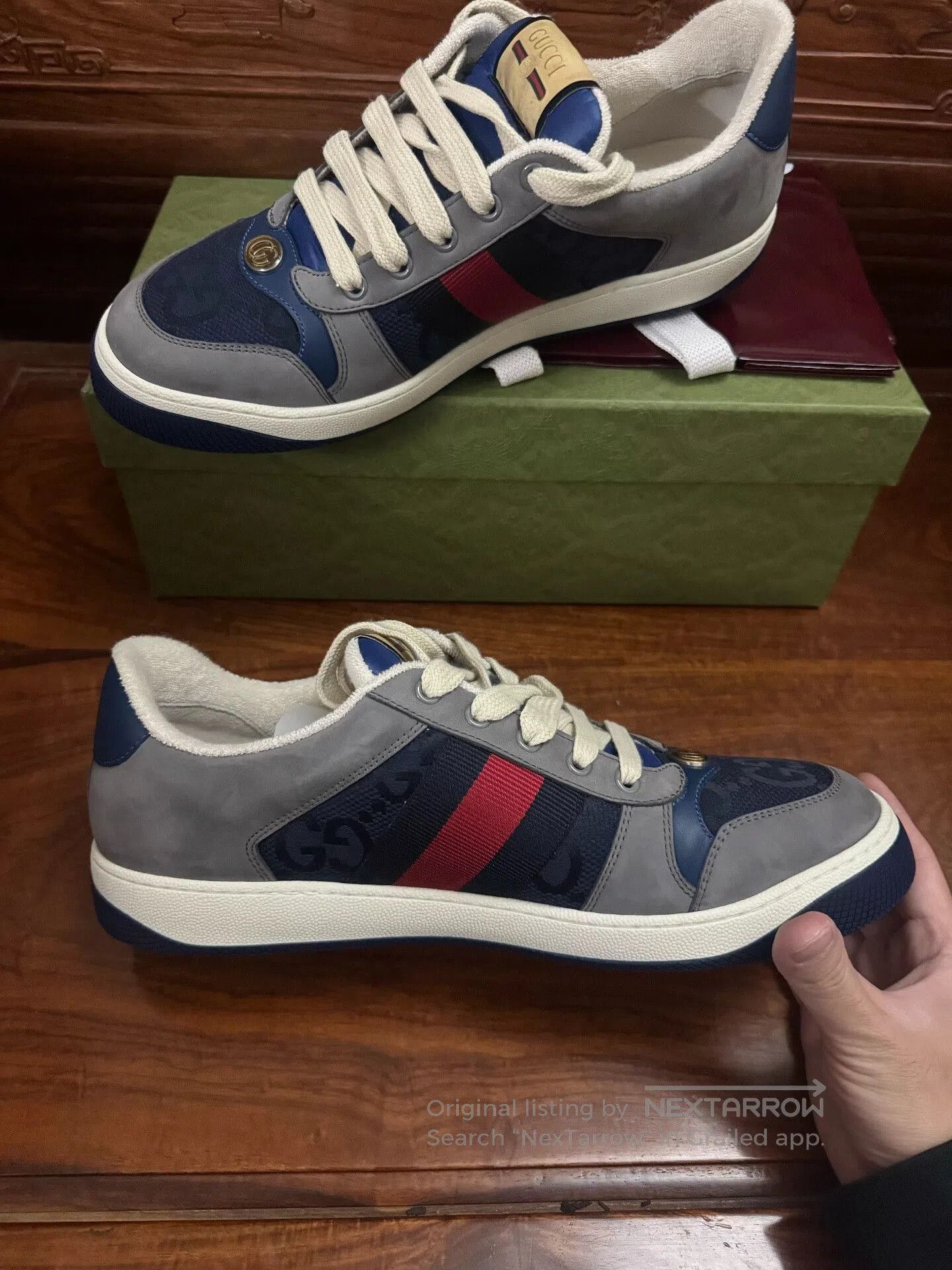 Gucci gucci gray blue dirty sneakers. Size US 9 / EU 42 - 4 Thumbnail