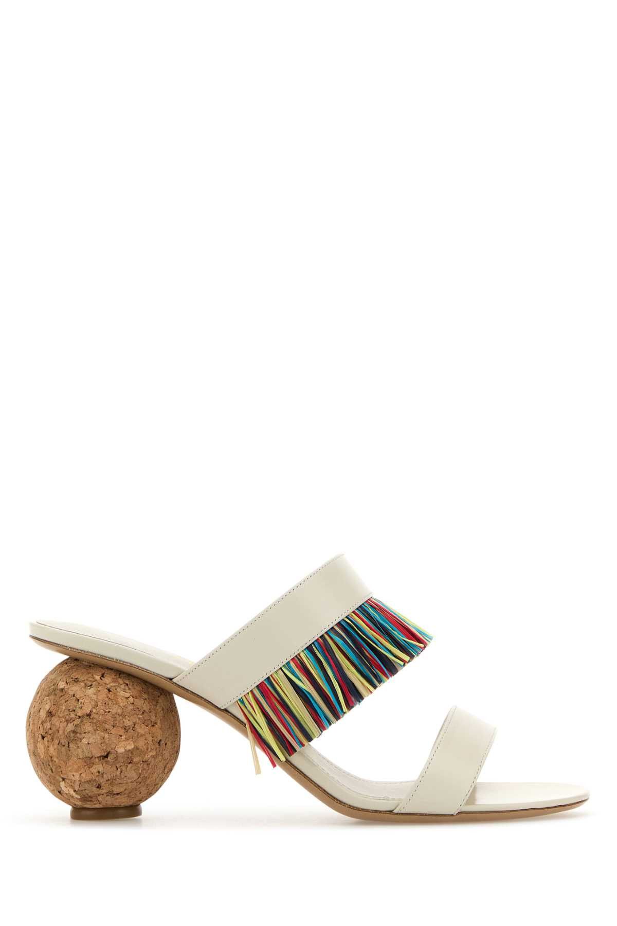 Salvatore Ferragamo Ivory Leather Mules Size US 7 / IT 37 - 1 Thumbnail