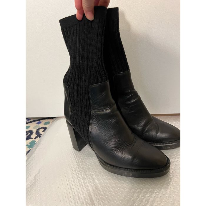 Aquatalia Aquatalia Black Imogen Ribbed Sweater Leather Boot Sz 8