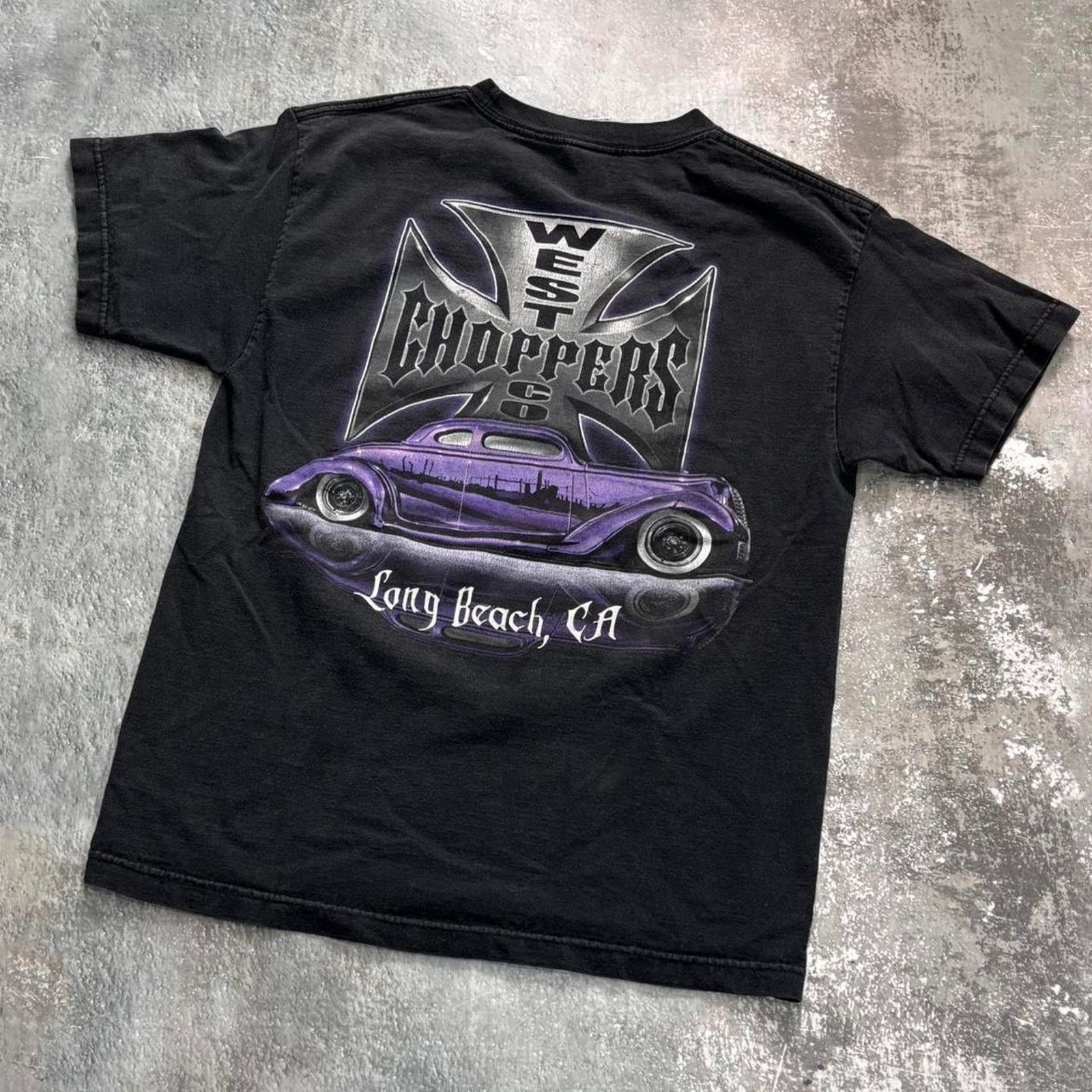 Vintage Y2K West Coast Choppers T Shirt! Purple Car Faded