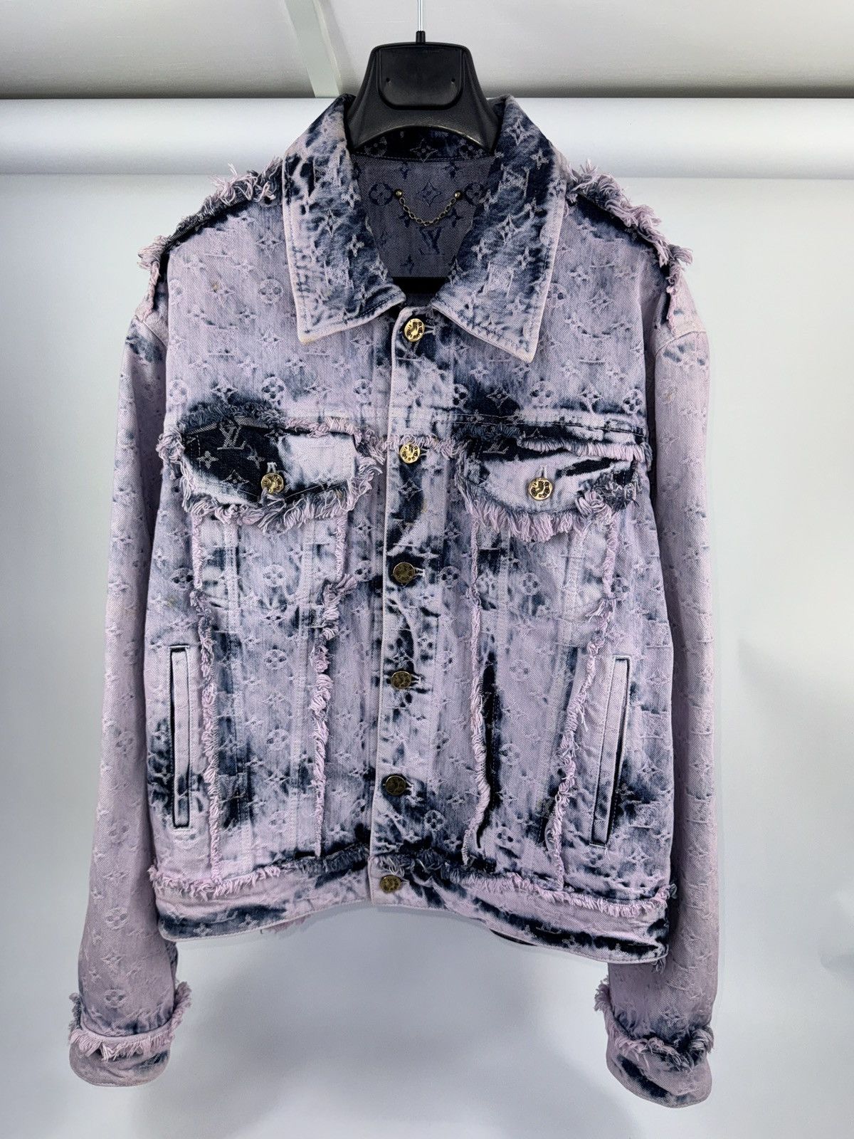 Louis Vuitton 2023 Lavender Fringed Monogram Boyhood Denim Jacket Size US M / EU 48-50 / 2 - 1 Thumbnail