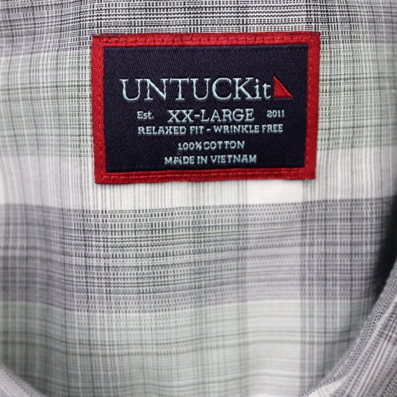 UNTUCKit UNTUCKit Shirt Men 2XL Gray/Blue Collared Button-Up Long Sleeve Cotton Linen Check Regular Fits Mens Size US XXL / EU 58 / 5 - 6 Thumbnail