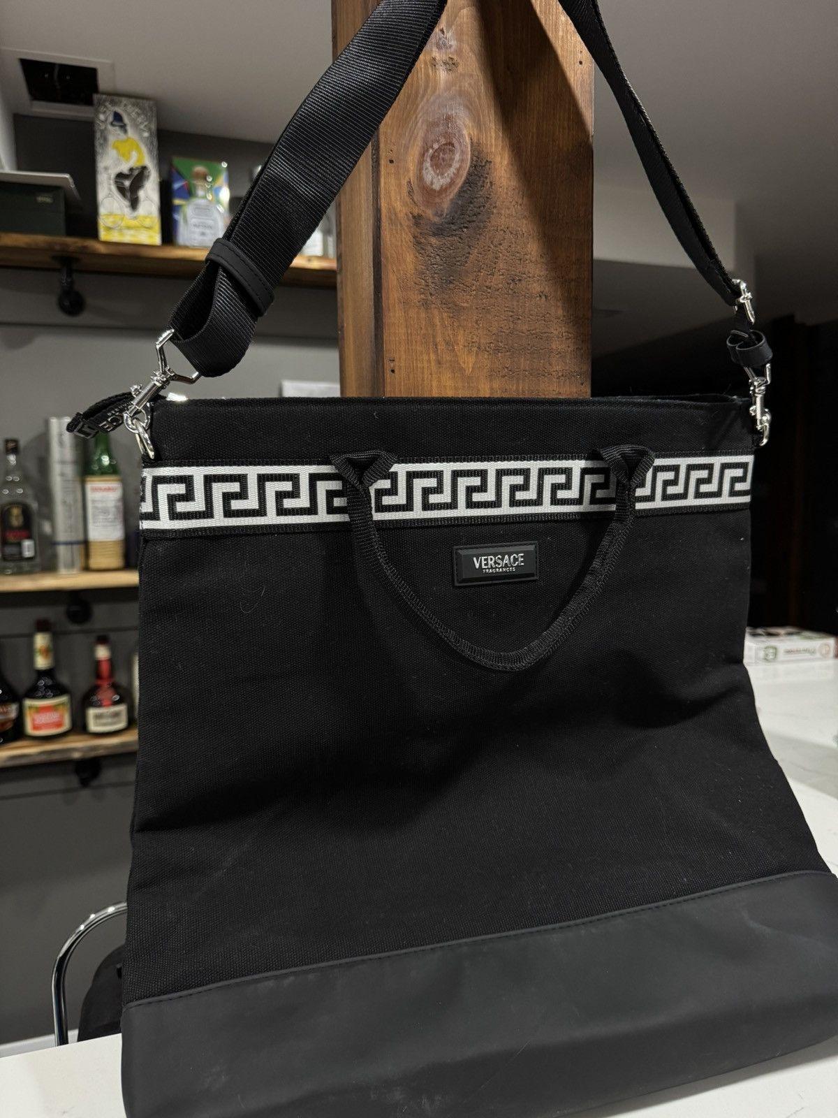 Versace Versace Fragrances Greek Key Tote Bag – Canvas Shoulder Bag Size ONE SIZE - 3 Thumbnail
