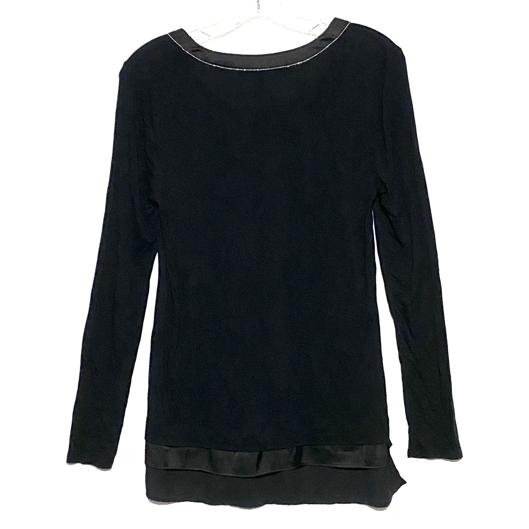 White House Black Market VINTAGE WHBM Black Ball Chain Layered Top Blouse XS Dark Romantic Whimsigoth Layered Hem Womens XS Black Ball Chain Layered Hem Blouse Size XS / US 0-2 / IT 36-38 - 3 Thumbnail
