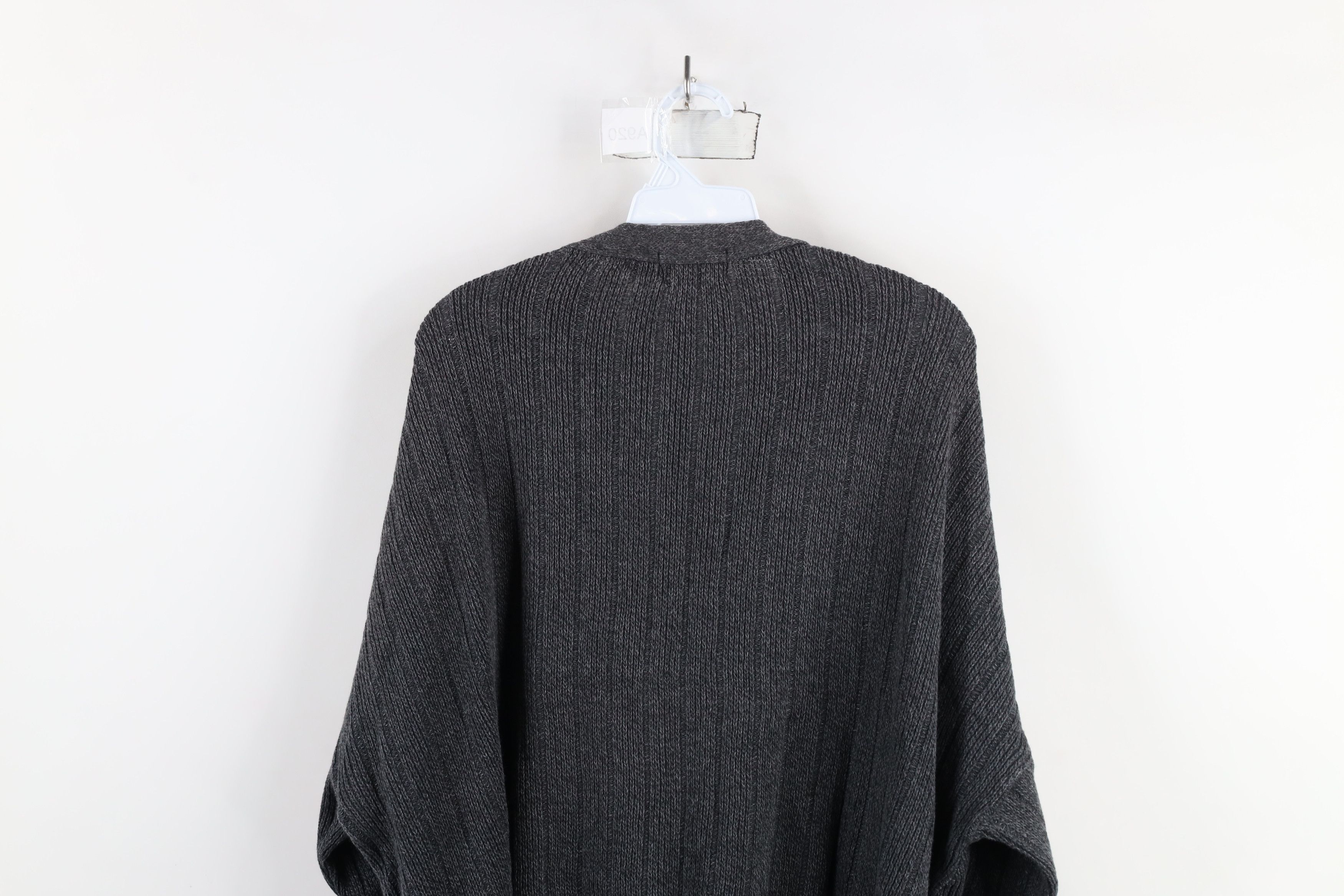 Vintage Vintage 90s Streetwear Ribbed Knit Cardigan Sweater Gray Size US L / EU 52-54 / 3 - 9 Thumbnail