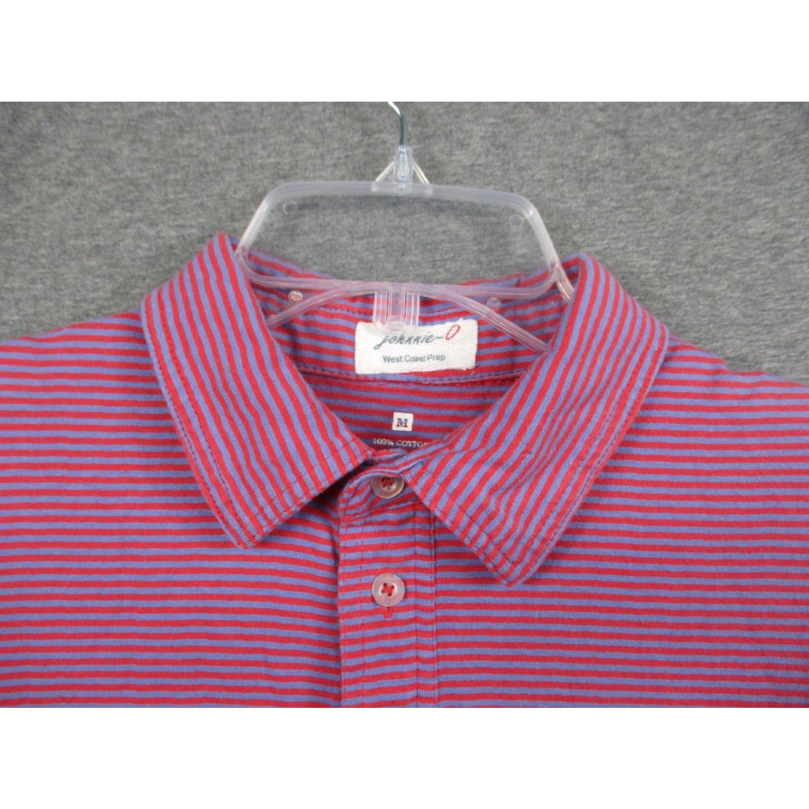 johnnie-O Johnnie-O West Coast Shirt Medium Mens Short Sleeve Striped Pocket Blue Pink Logo 100% Cotton Polo Size US M / EU 48-50 / 2 - 3 Thumbnail