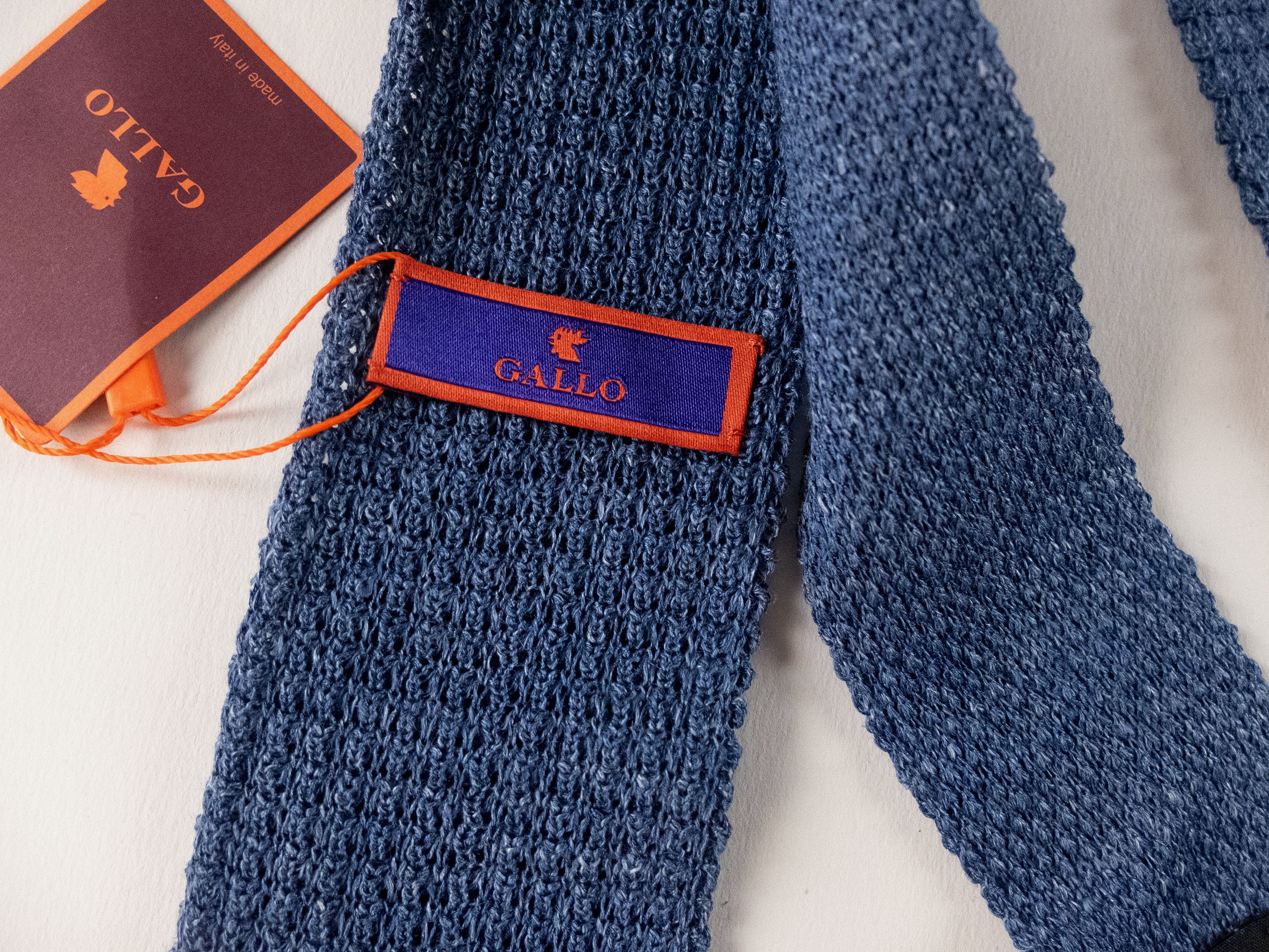 Other GALLO lapis lazuli blue knit skinny linen silk tie Italy Size ONE SIZE - 4 Thumbnail