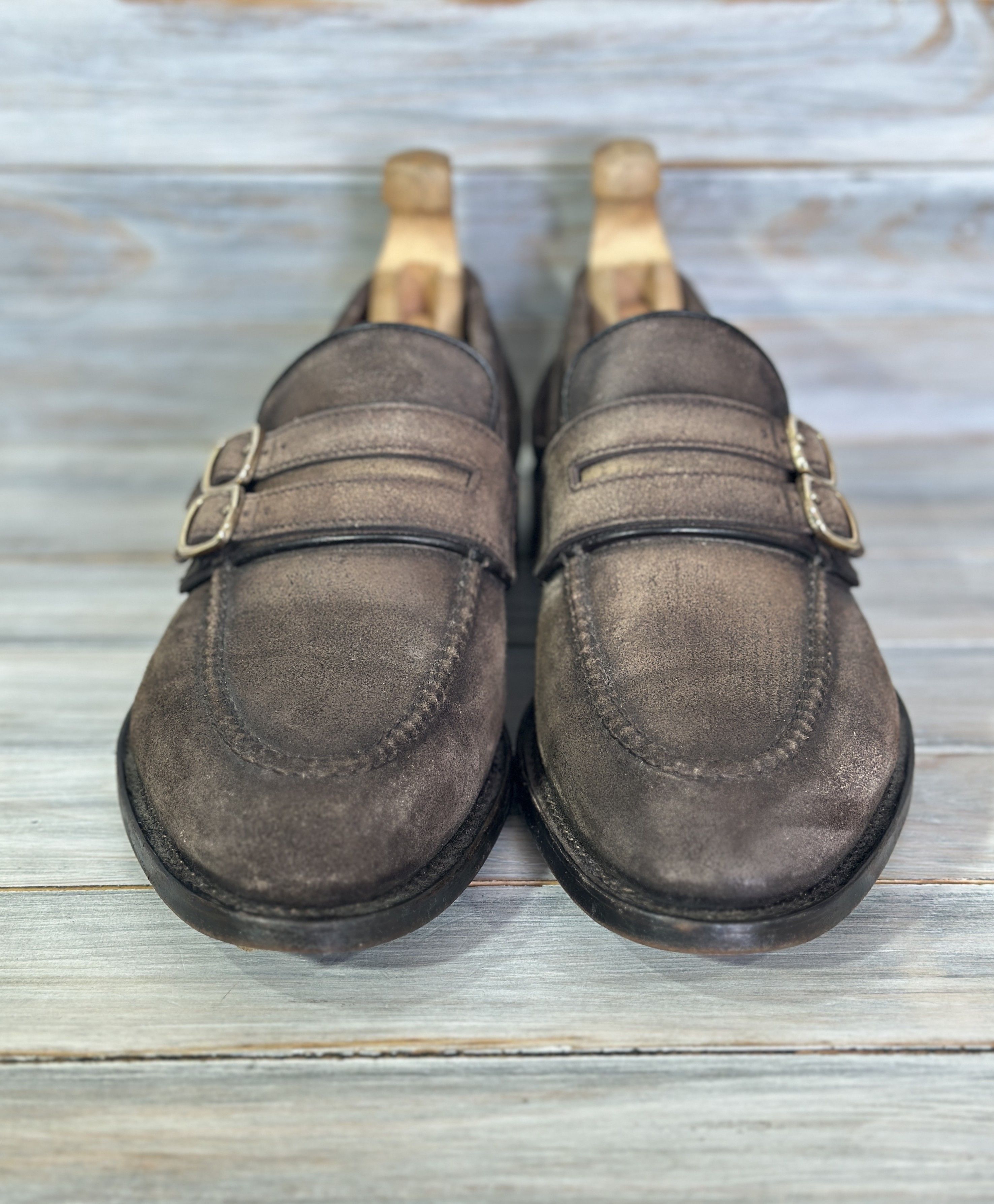 Santoni SANTONI Goodyear Leather Double Strap Loafers Luxury Brand Size US 9.5 / EU 42-43 - 17 Thumbnail