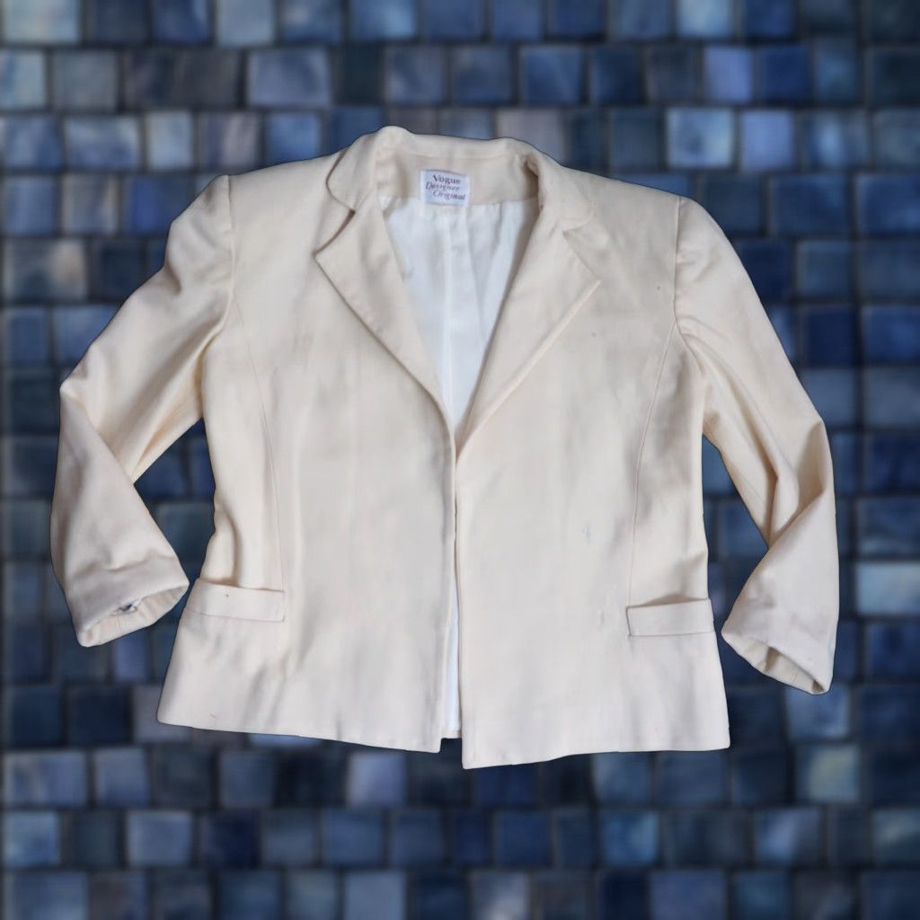 Vogue VTG 70s Vogue Designer Original Cream Ivory Wool Ivy Prep Blazer Jacket Womens M Size M / US 6-8 / IT 42-44 - 1 Thumbnail