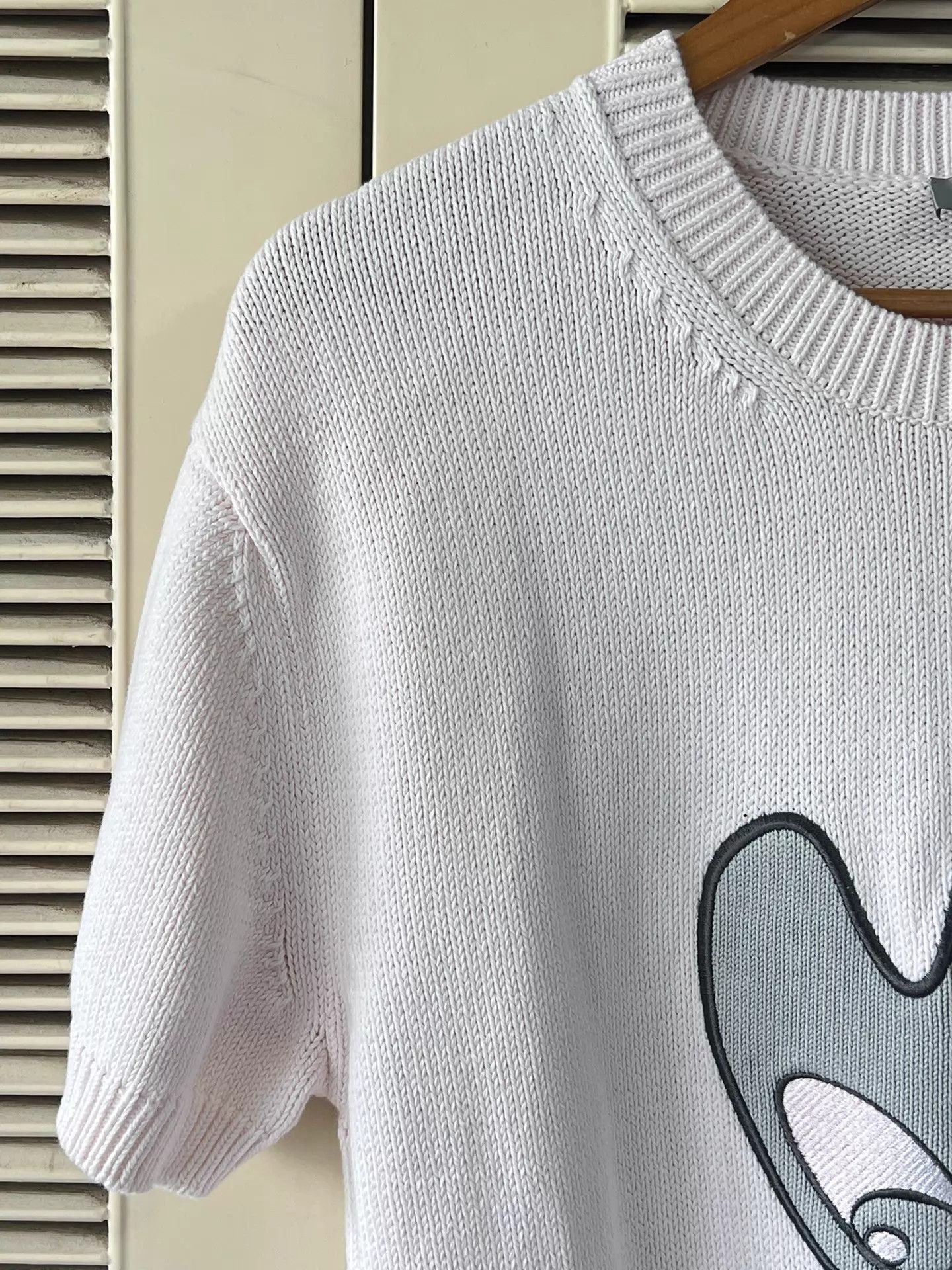 Dior DiorxArtistShort-SleeveKnitTopSGrayEmbroideredLogo Size S / US 4 / IT 40 - 4 Thumbnail