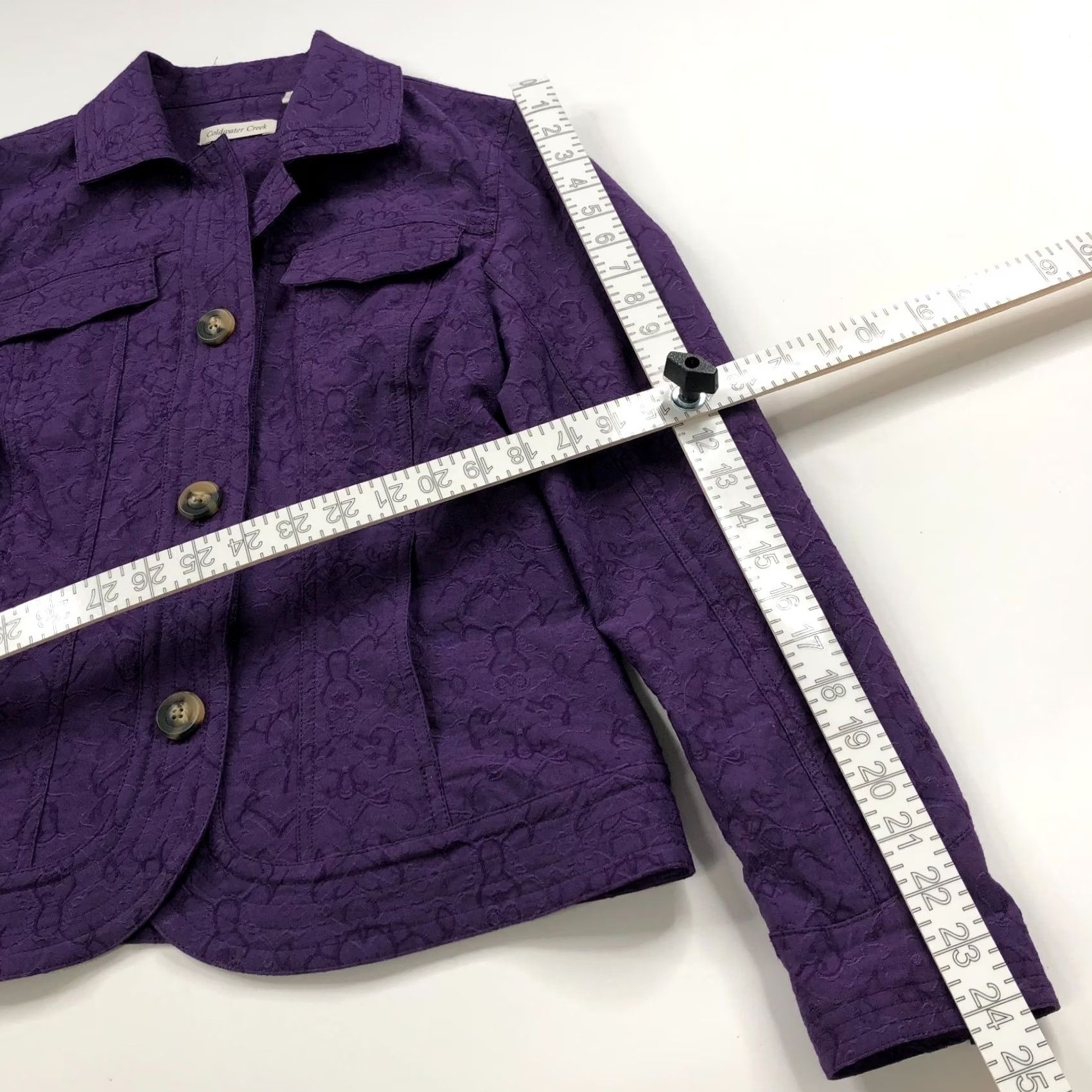 Coldwater Creek VINTAGE Coldwater Creek 12 Embossed Brocade Button Collared Jacket All Over Print Purple Size XL / US 12-14 / IT 48-50 - 4 Thumbnail
