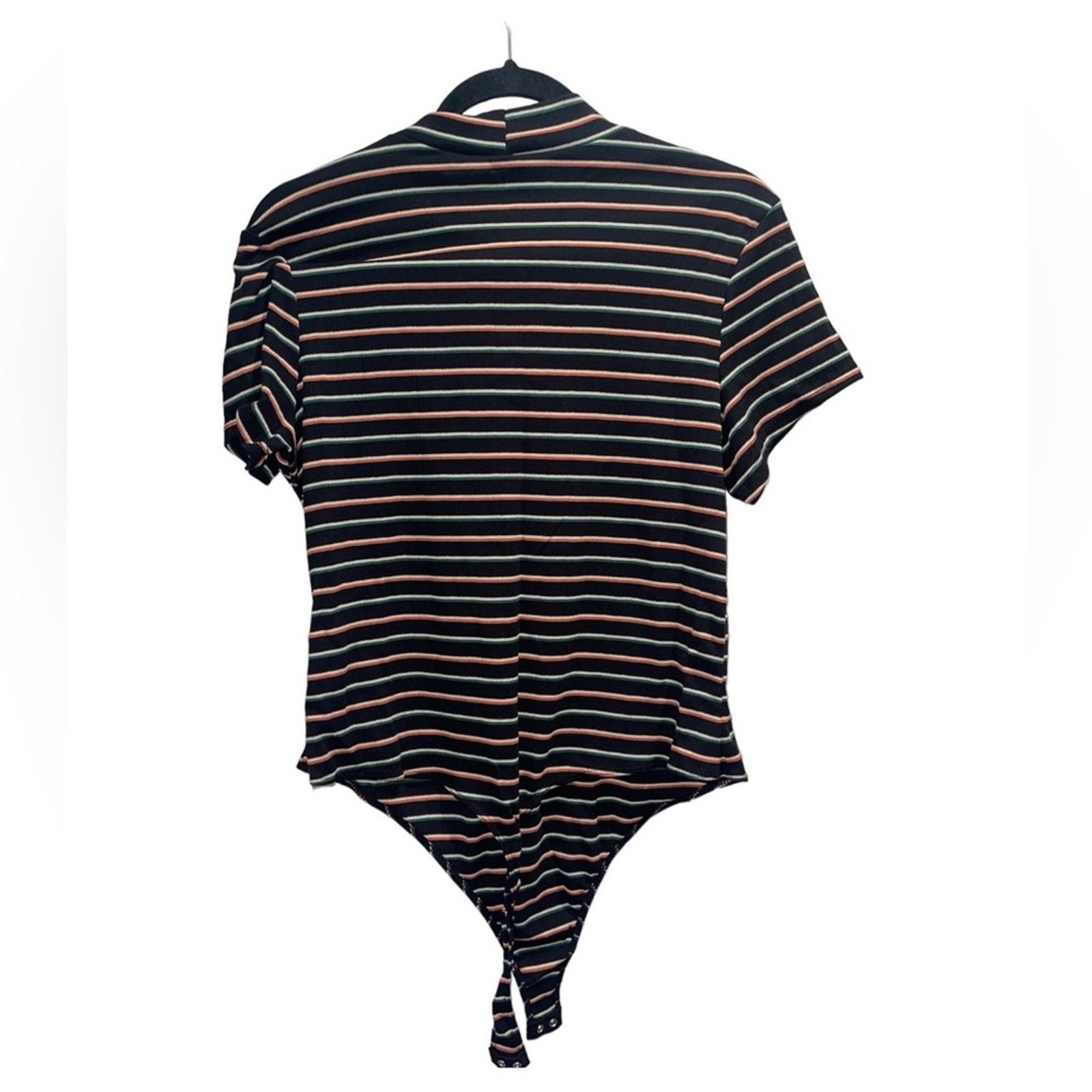 BP. BP Nordstrom Dani Black Multi Stripe Mock Neck Knit Bodysuit Size XL / US 12-14 / IT 48-50 - 5 Thumbnail