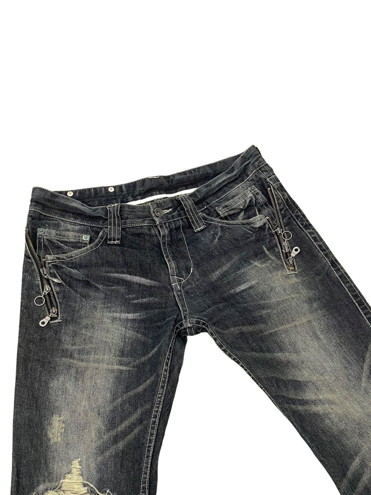 Japanese Brand Flare Jeans Semantic Design Faded Distress Boot Cut 8🟦8 Size US 31 - 8 Thumbnail