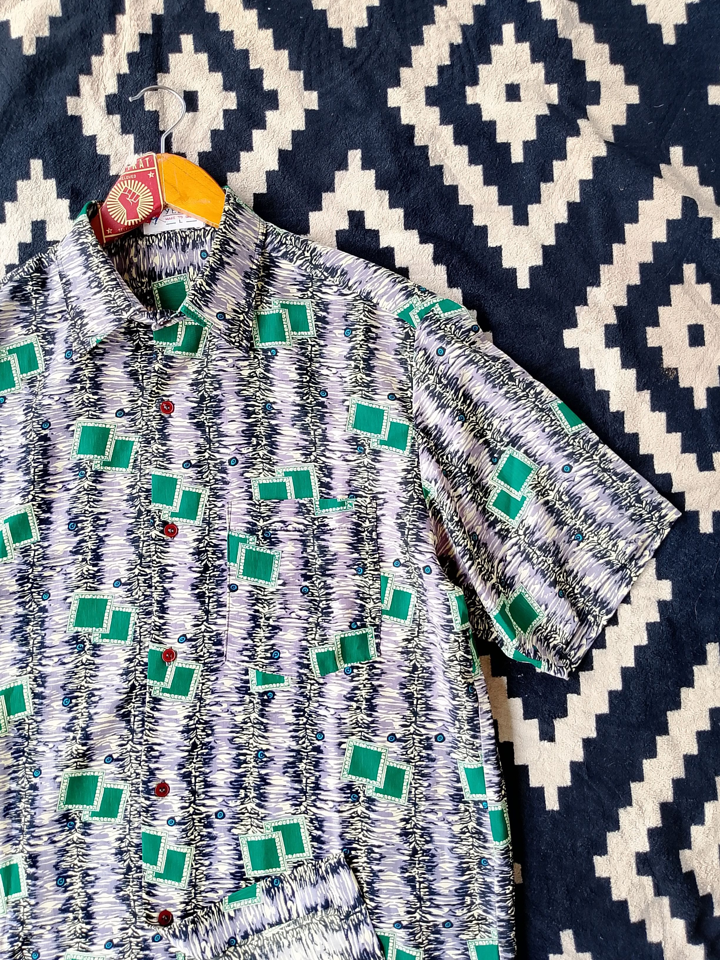 Vintage Rare YELK SHOP "Make To Order" Psychedelic Pattern Shirt Size US L / EU 52-54 / 3 - 5 Thumbnail