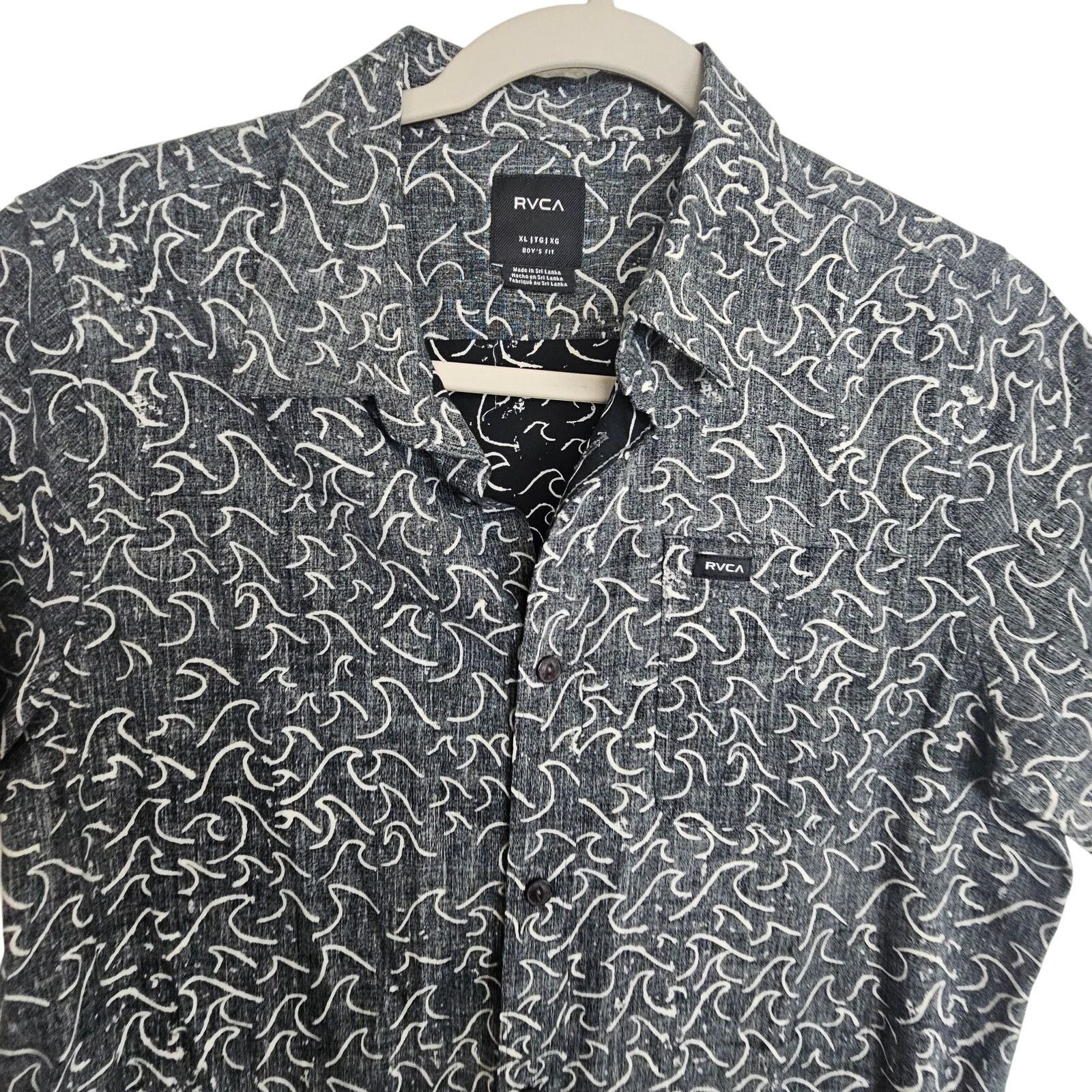 RVCA RVCA Boys Shirt Gray White Wave Print Boy's Fit XL Size US XL / EU 56 / 4 - 2 Thumbnail