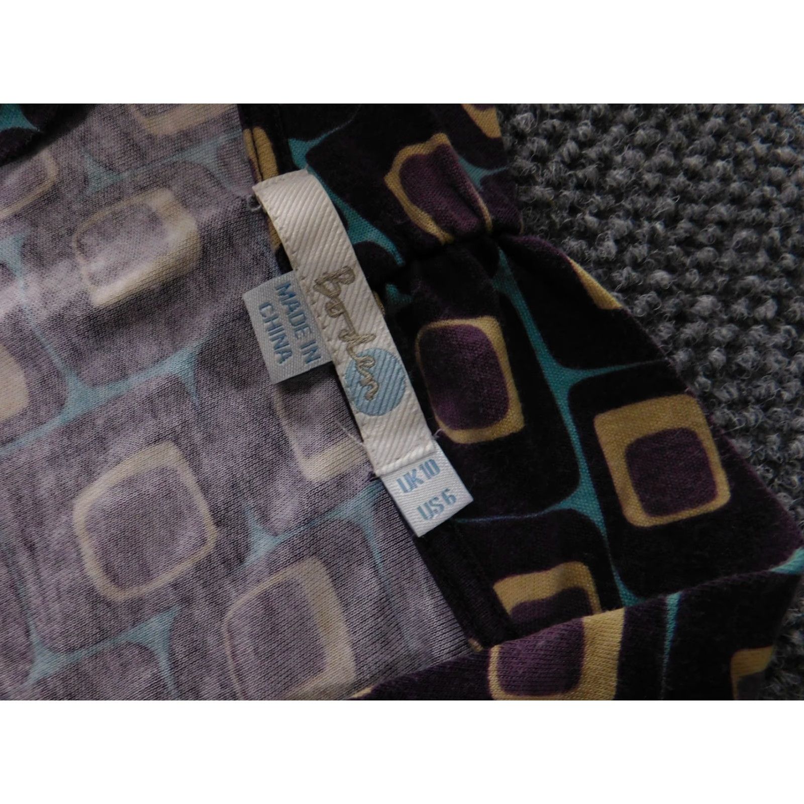 Boden Boden Dress Womens US 6 Purple Geometric Retro Mod Print Long Sleeve Lyocell Size M / US 6-8 / IT 42-44 - 5 Thumbnail