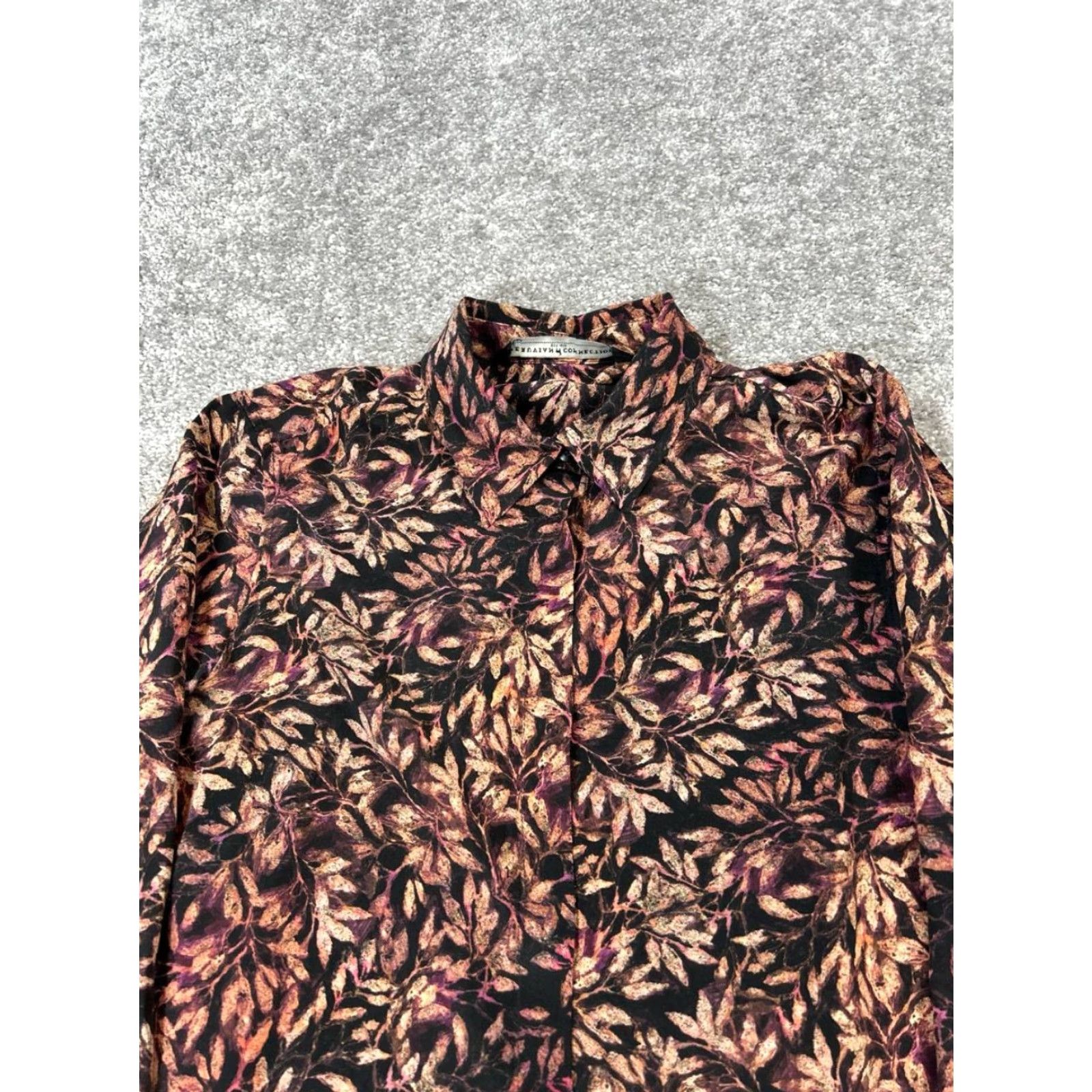 Vintage Peruvian Connection Shirt Dress Womens XS Brown Purple Floral Button Up Dress Shirt Size XS / US 0-2 / IT 36-38 - 2 Thumbnail