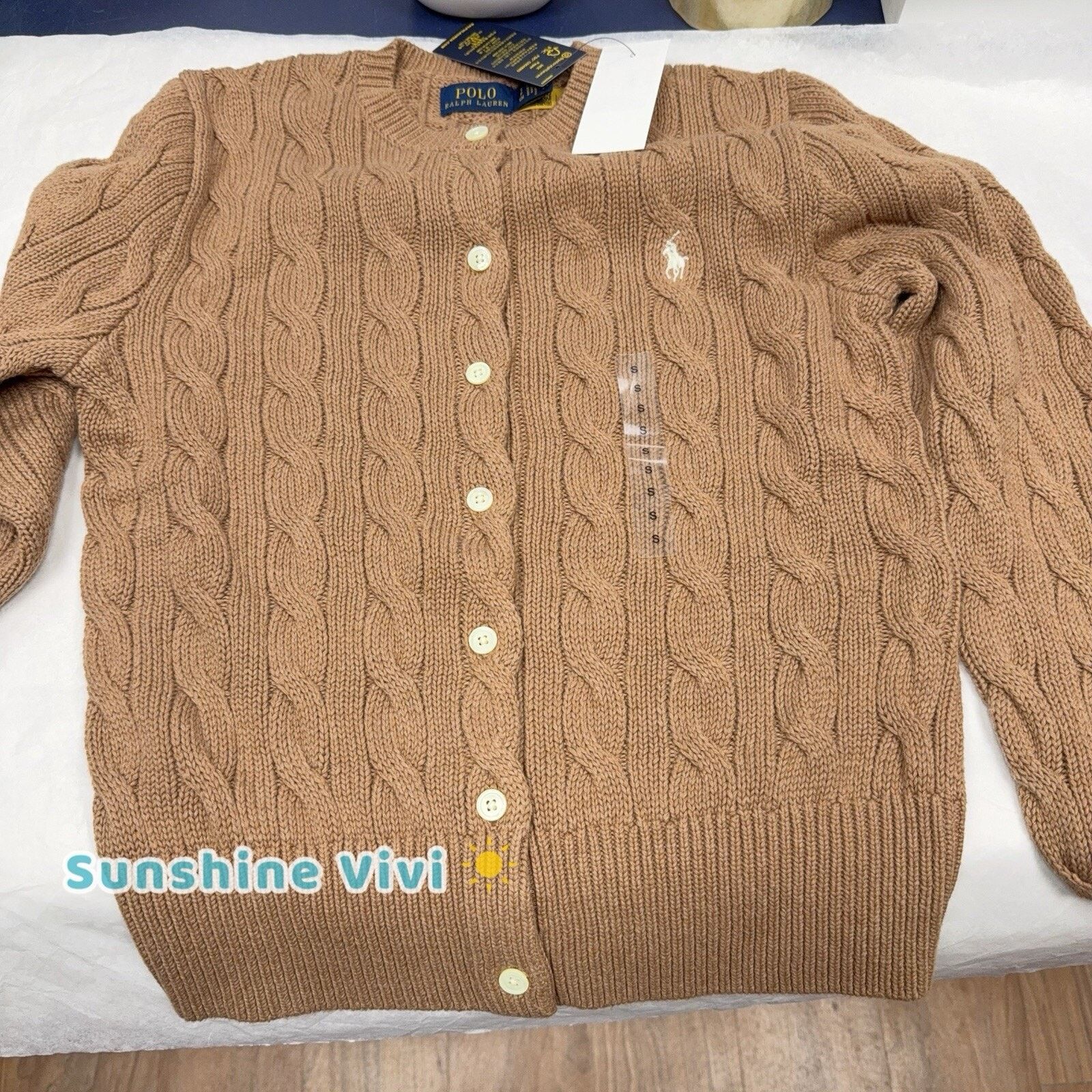 Polo Ralph Lauren NWT Polo Ralph Lauren Cable-Knit Cotton Cardigan Camel Women Size S / US 4 / IT 40 - 2 Thumbnail