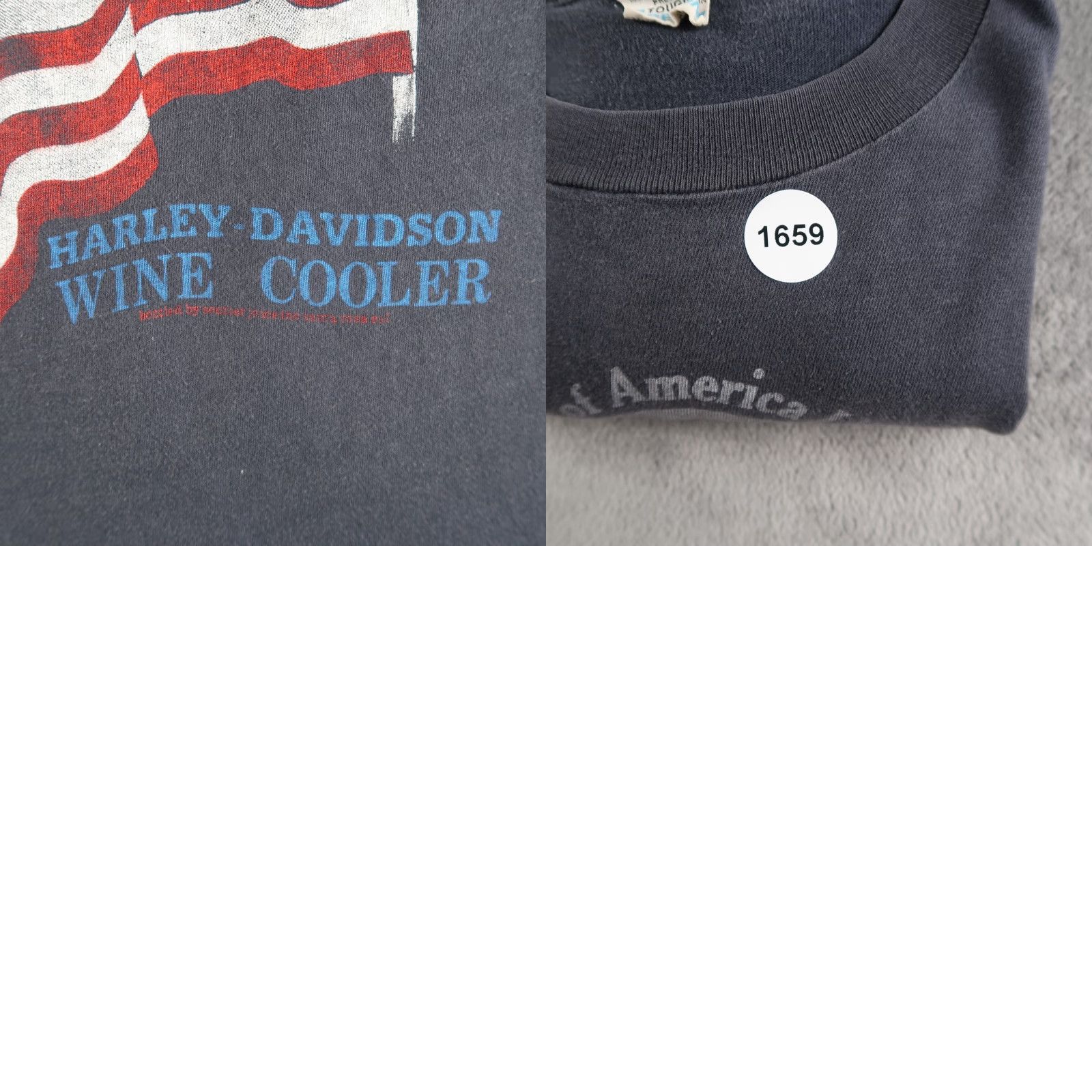 Harley Davidson VINTAGE Harley-Davidson T-Shirt Mens 1980s Black Logo Graphic Print 80s Biker Daytona Wine Cooler? Size US L / EU 52-54 / 3 - 9 Thumbnail