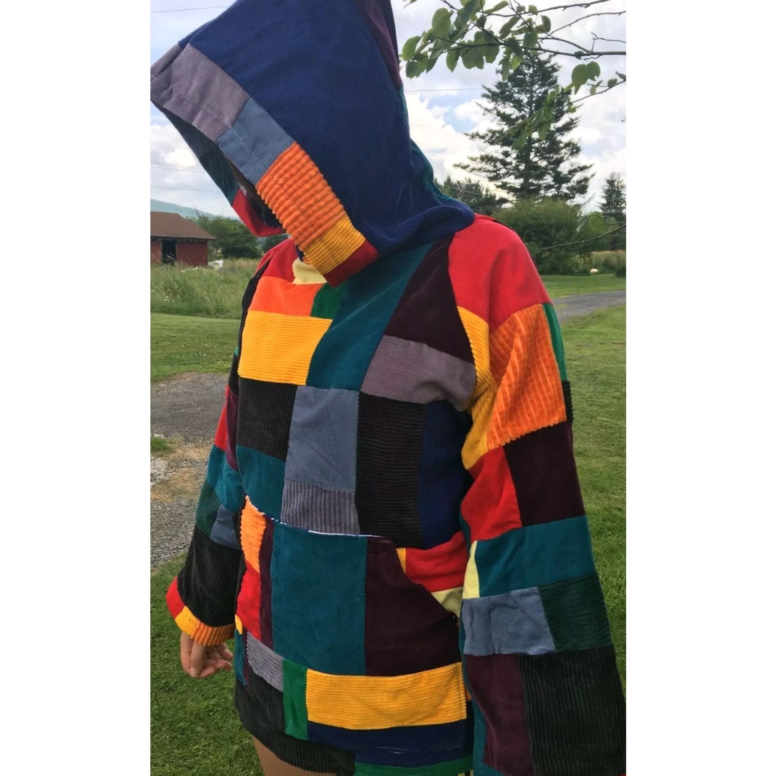 Rainbow Handmade Rainbow Patchwork Pullover Hoodie XS/S Unisex Festival Bohemian Size XS / US 0-2 / IT 36-38 - 2 Thumbnail