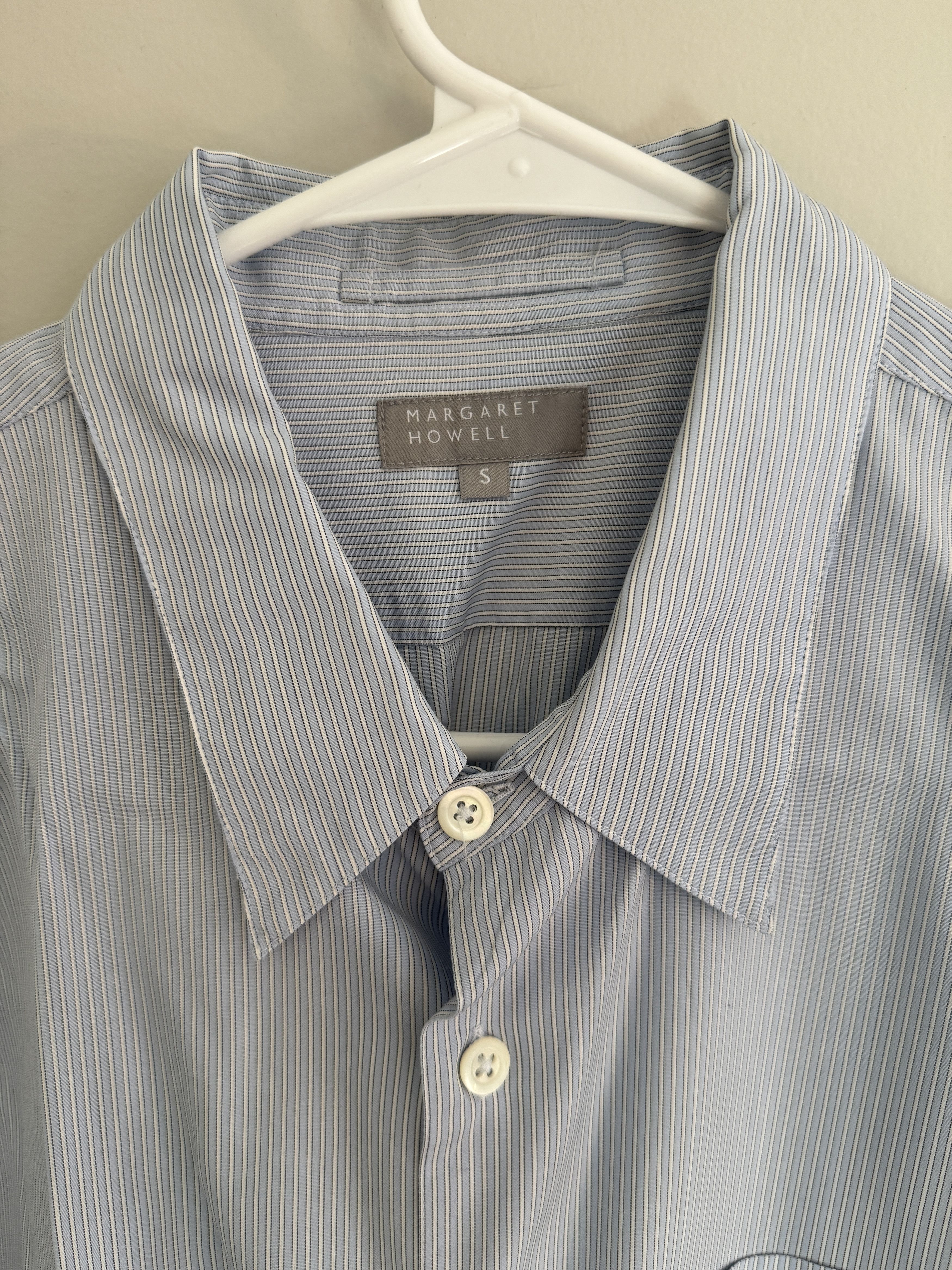 Margaret Howell Basic Shirt Fine Stripe Blue/Grey Size US S / EU 44-46 / 1 - 2 Thumbnail