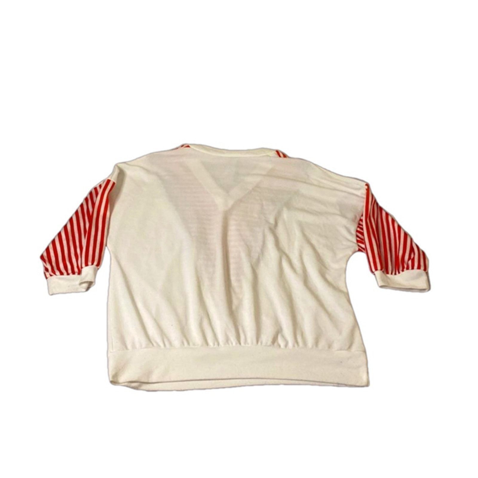 Other Vintage 80s Tops’n Tops Miami Red Stripe V-Neck Blouse 12 Size XL / US 12-14 / IT 48-50 - 6 Thumbnail