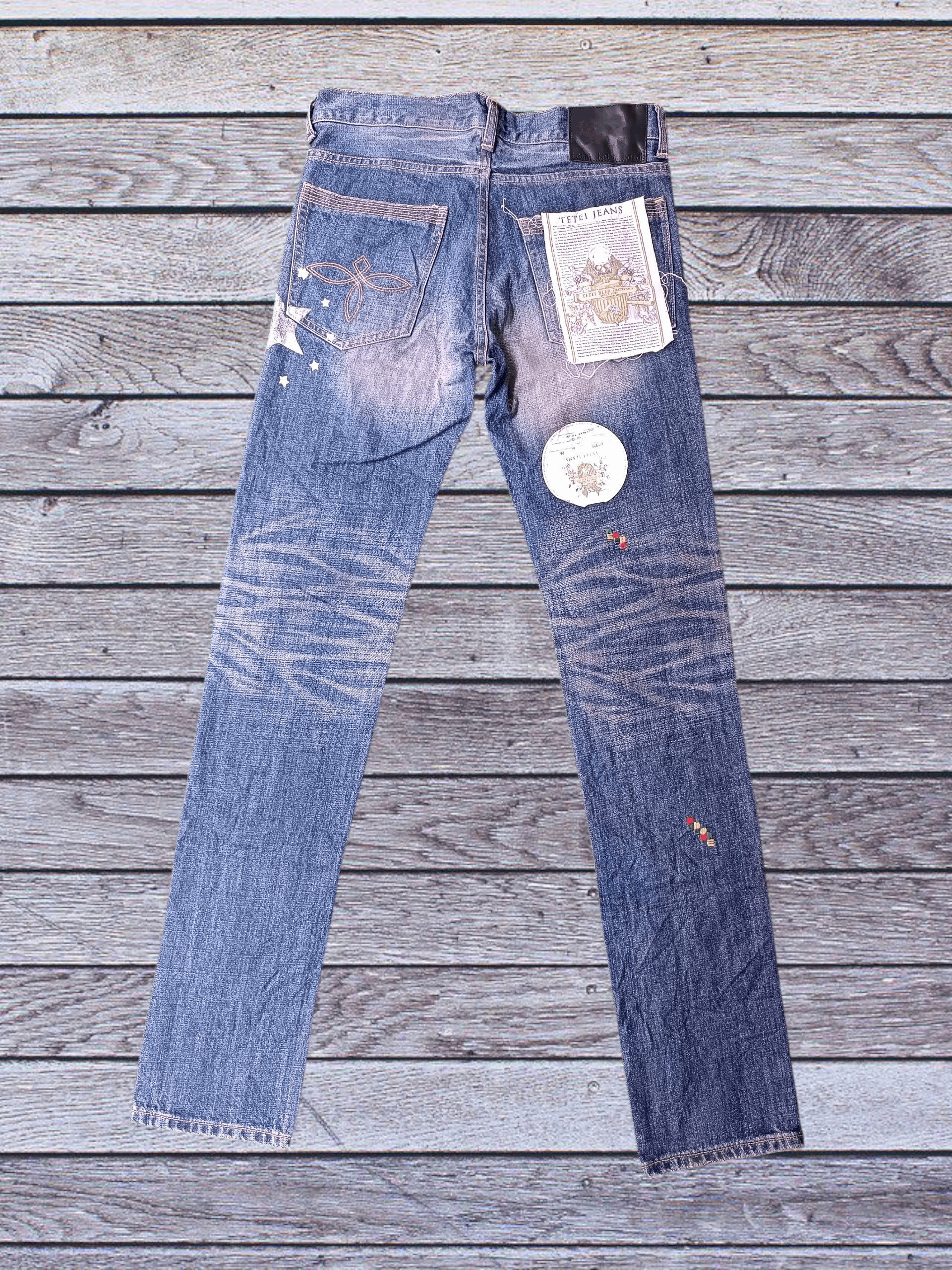 Japanese Brand Japanese Patchwork Distressed Skinny Jeans Size US 29 - 5 Thumbnail