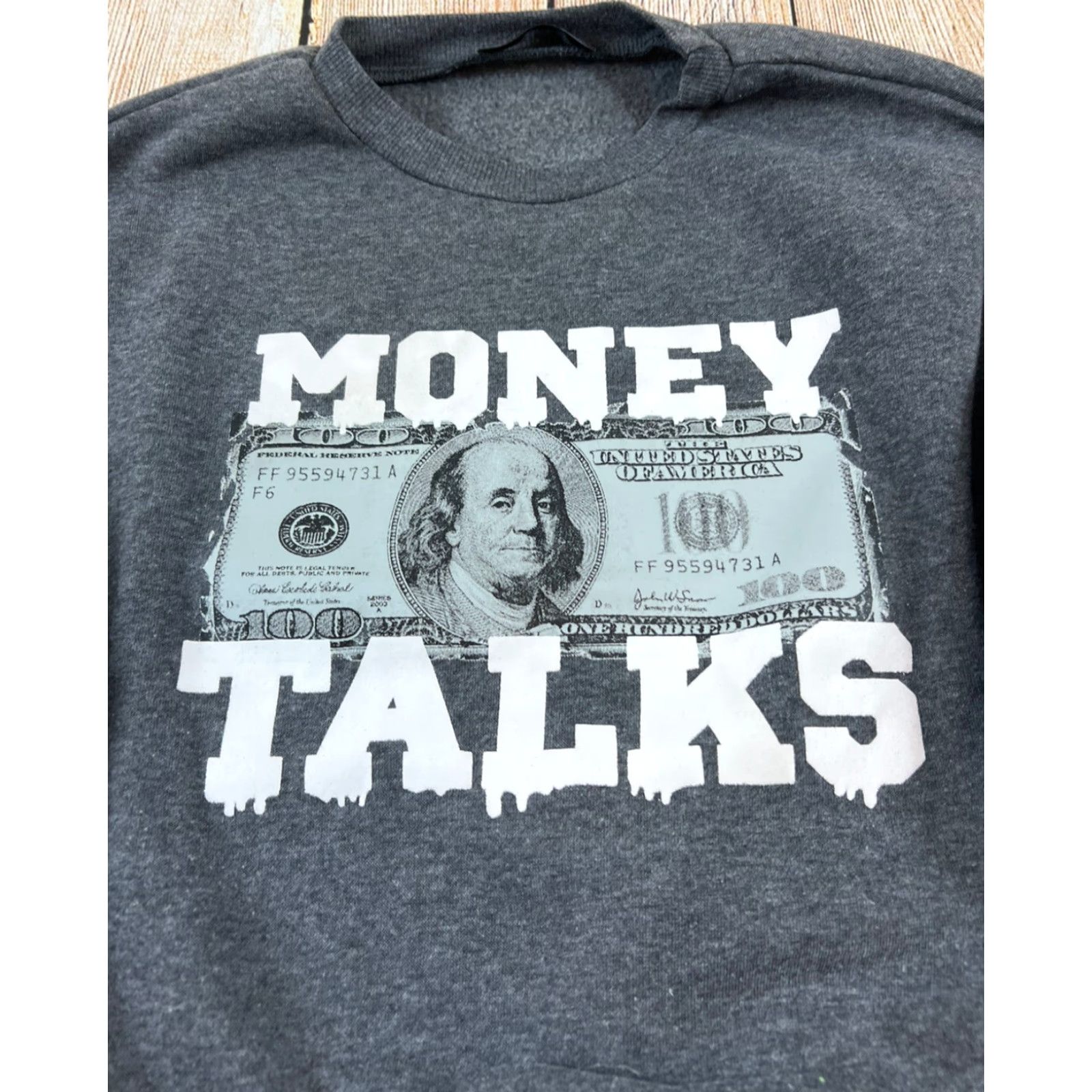 Shein Grays Shein Money Talks Sweatshirt XS Women Grey Pullover Activewear Sweatshirt Women XS Gray Money Talks Size XS / US 0-2 / IT 36-38 - 2 Thumbnail