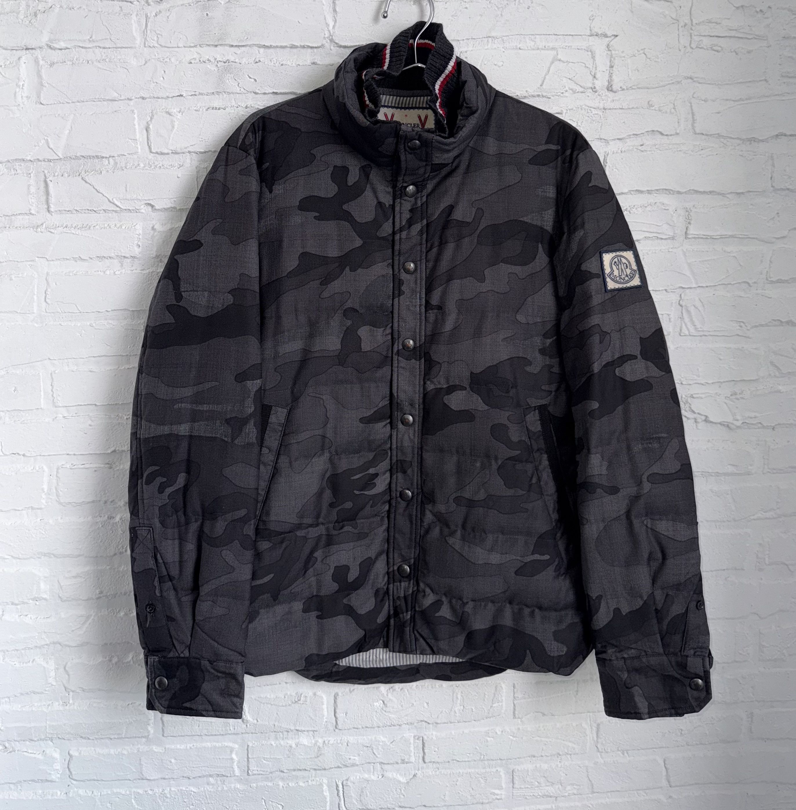 RARE Moncler Gamme Bleu wool camo down jacket