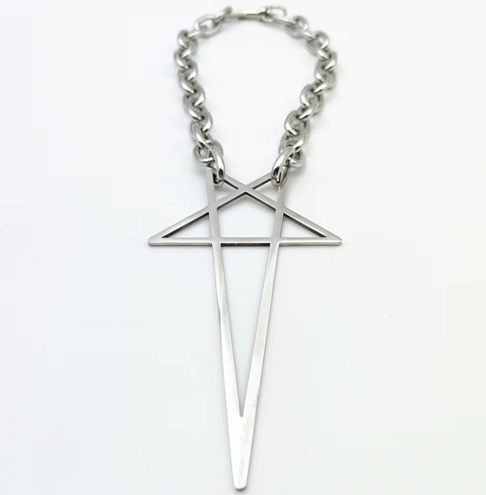 Japanese Brand × Vintage Pentacle Pendant Necklace Gothic Star Chain Choker Y2K Size ONE SIZE - 4 Thumbnail