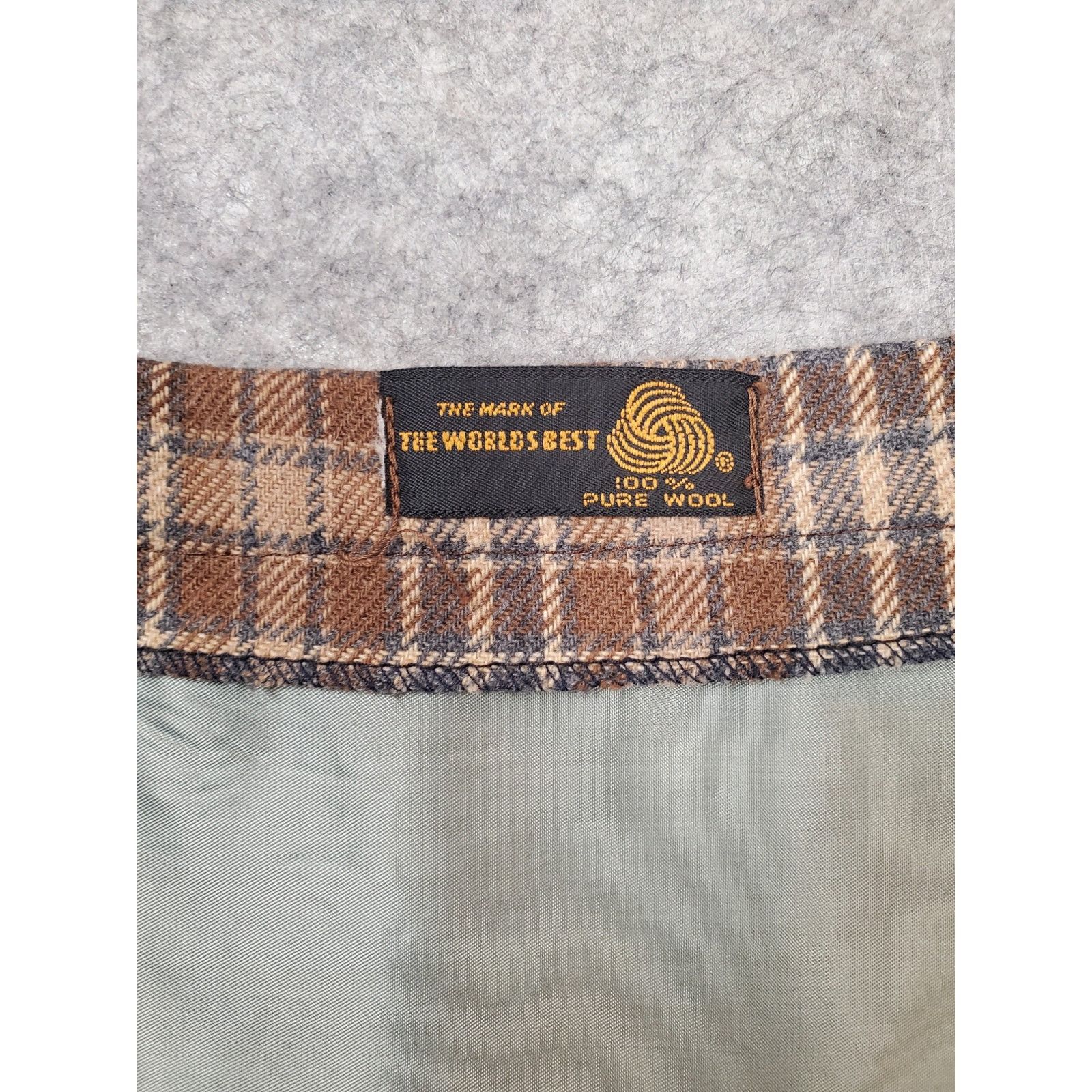 Other Vintage Women's Small Tan & Gray Plaid Wool Wrap Skirt Size 26" / US 2 / IT 38 - 4 Thumbnail