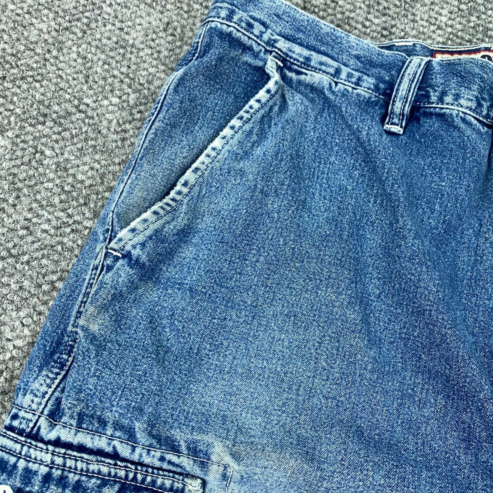 Vintage VINTAGE Mecca Cargo Jeans Mens Size 38 Straight Fit Denim Distressed 90s Grunge Baggy Skater Size US 36 / EU 52 - 4 Thumbnail