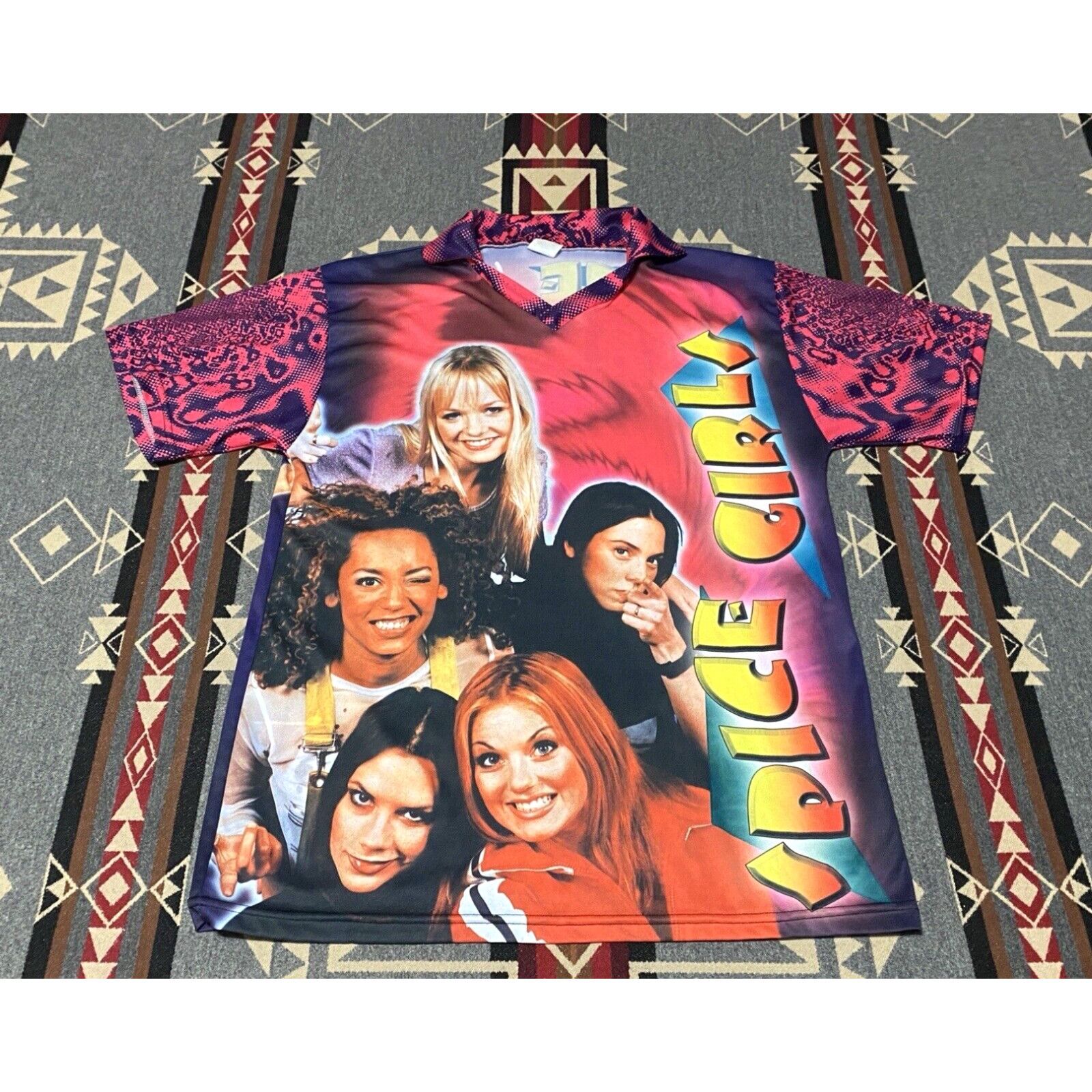 image of Vintage Spice Girls Shirt Wannabe All Over Print Made In Italy Size L VTG Polyester T69 in White