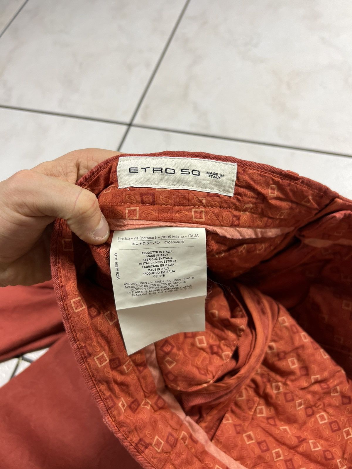 Etro Etro Milano casual linen cotton chino orange trousers Size US 34 / EU 50 - 22 Thumbnail